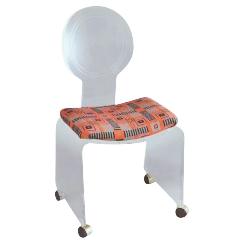 Mid Century Modern Clear Lucite Round Back Waterfall Vanity Side Chair by Hill