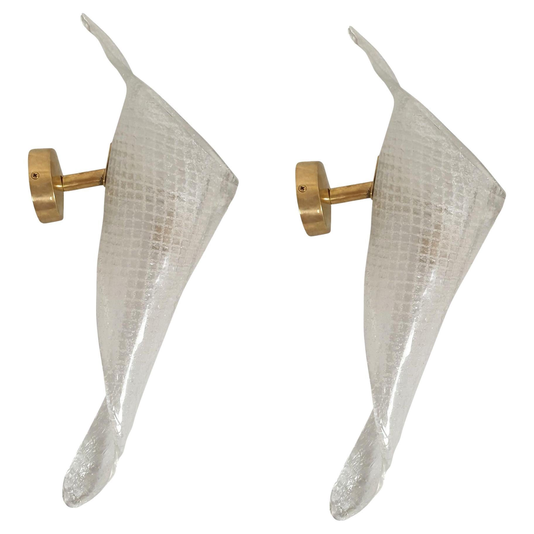 Mid Century Murano glass sconces - a pair For Sale