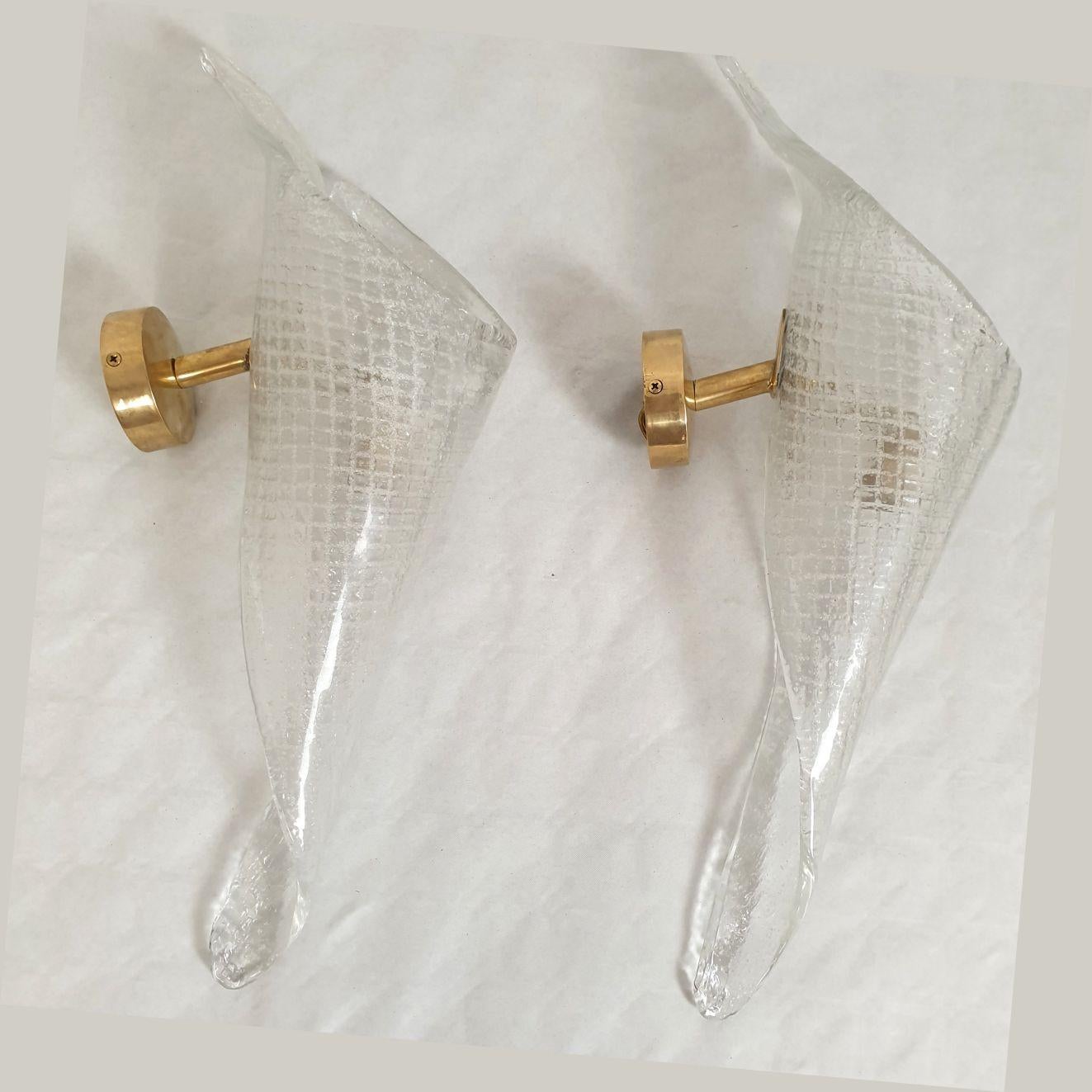 Late 20th Century Mid Century Murano glass sconces - a pair For Sale