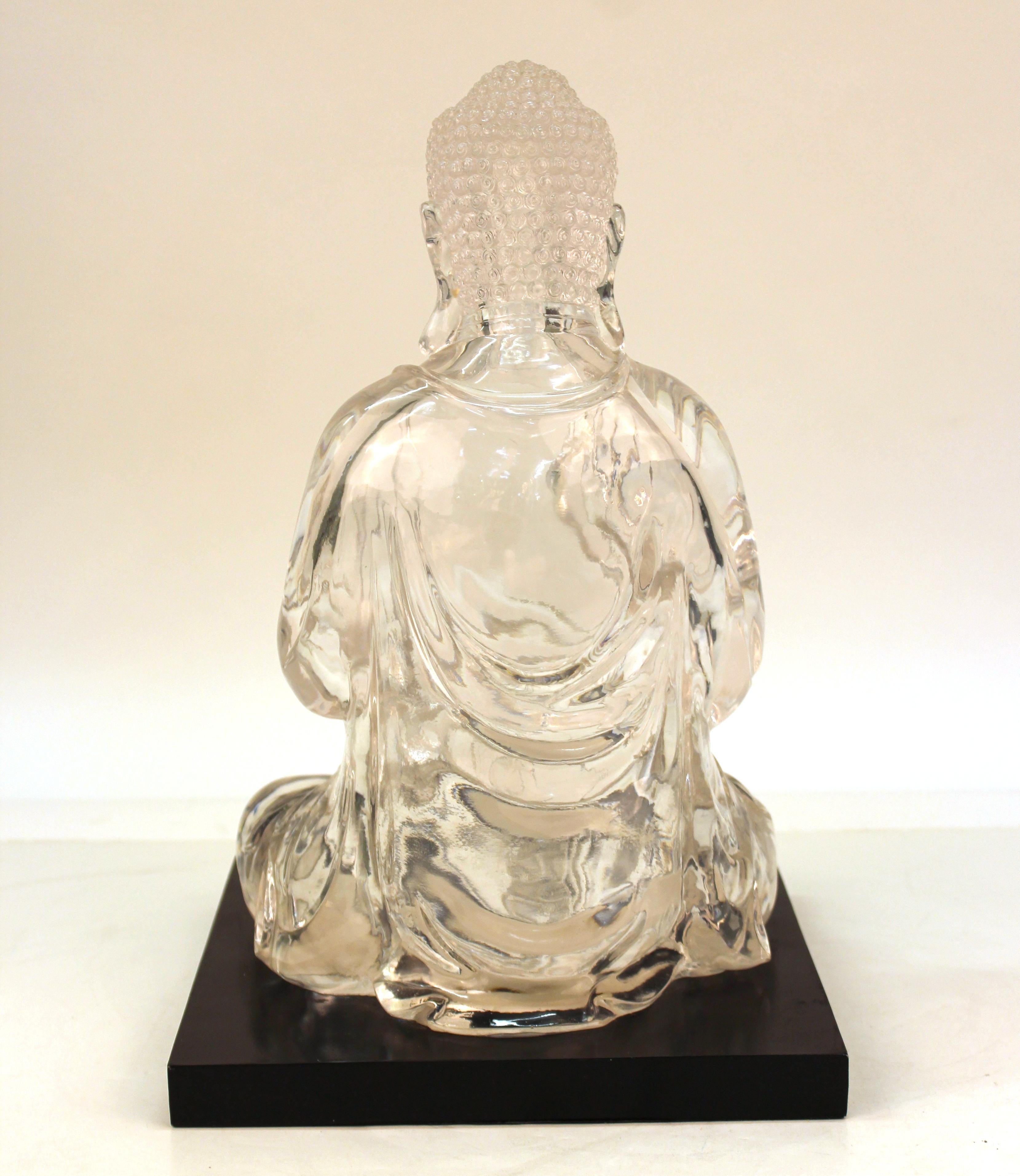 20th Century Mid-Century Modern Clear Resin Seated Buddha Sculpture