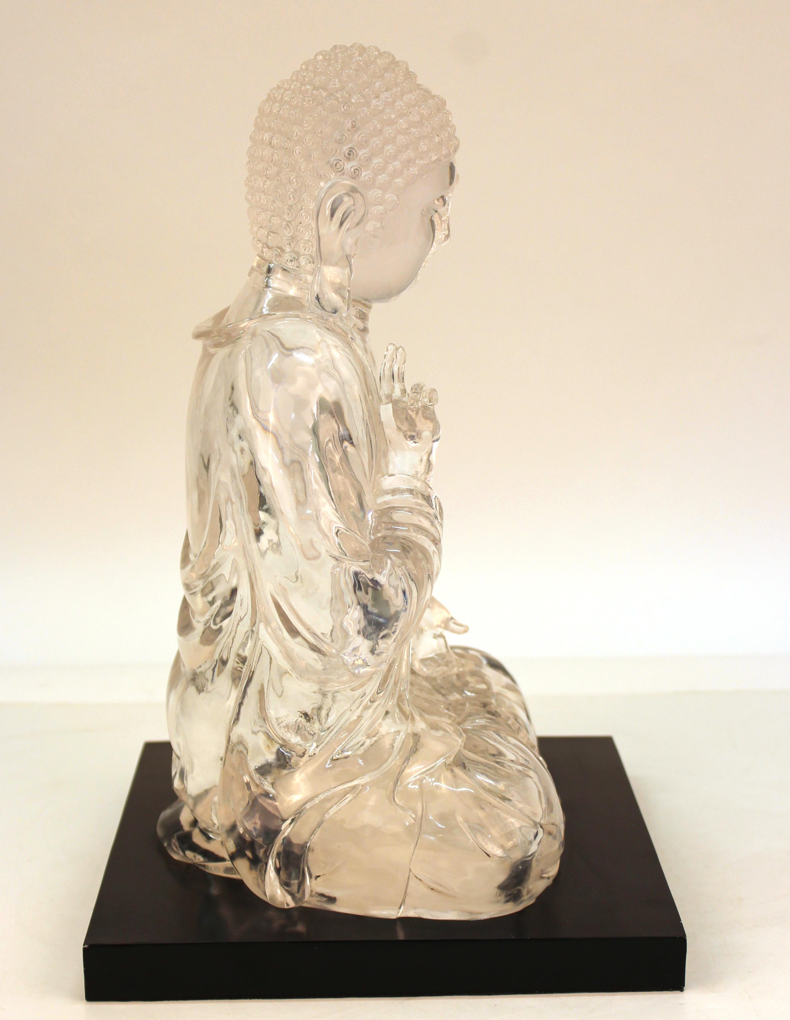 Mid-Century Modern Clear Resin Seated Buddha Sculpture 1