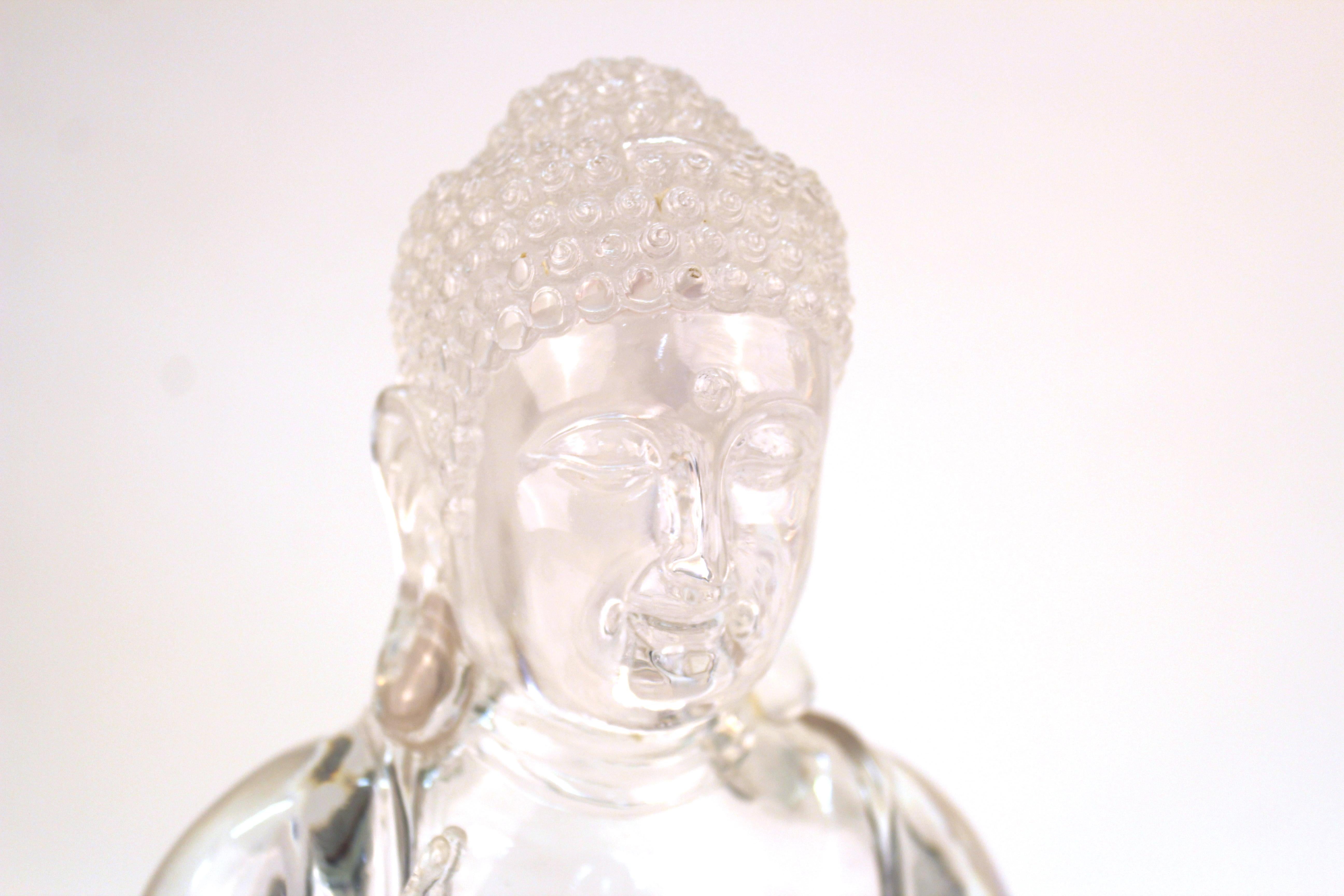 Mid-Century Modern Clear Resin Seated Buddha Sculpture 2