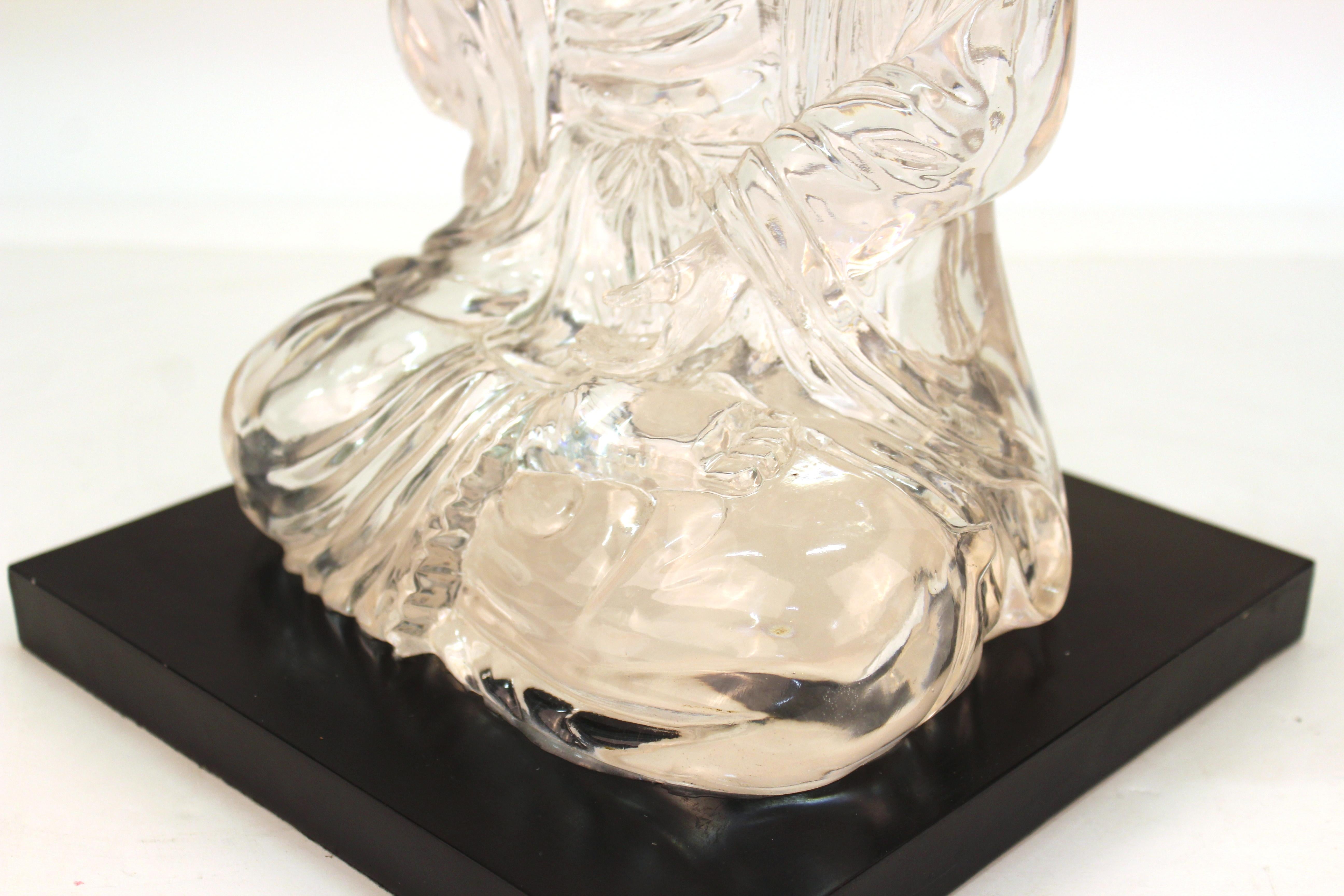 Mid-Century Modern Clear Resin Seated Buddha Sculpture 4