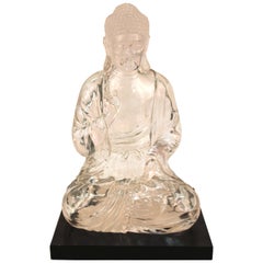 Mid-Century Modern Clear Resin Seated Buddha Sculpture