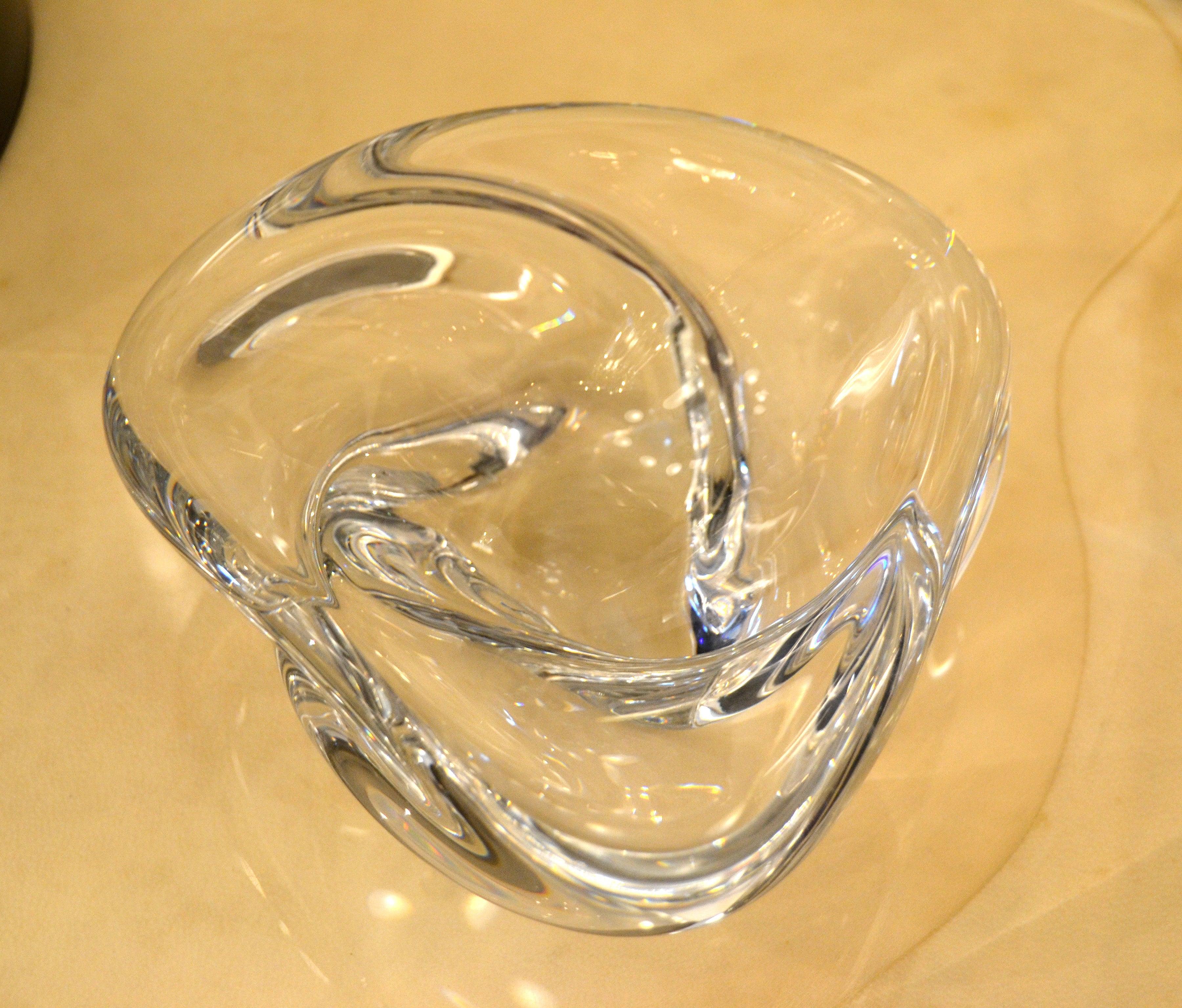 Mid-Century Modern Clear Swirl French St. Louis Crystal Art Glass Bowl Catchall