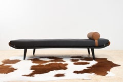 Mid-Century Modern Cleopatra Daybed in Dark Grey Linen, Andre Cordemeyer, 1953