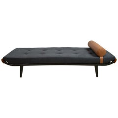 Mid-Century Modern Cleopatra Daybed in Dark Grey Linen, Andre Cordemeyer, 1953