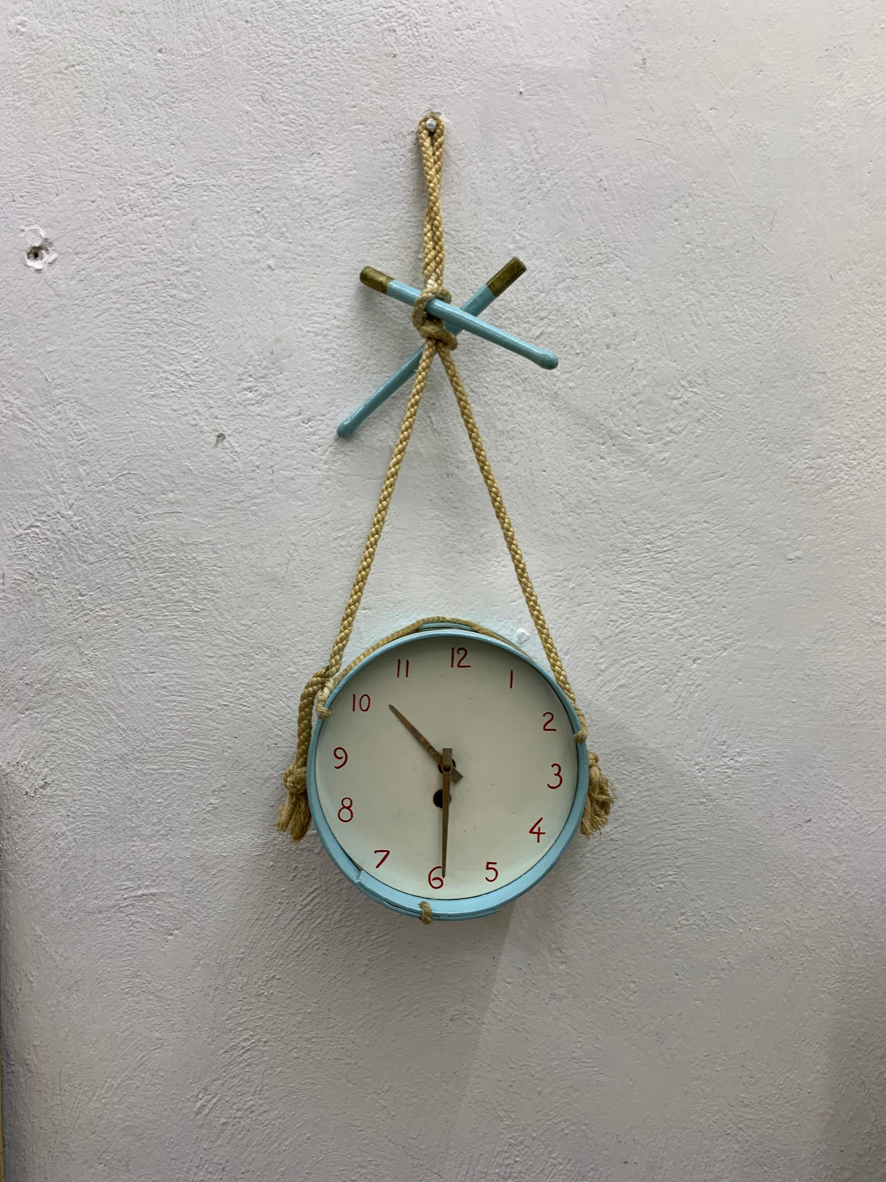 Mid-Century Modern Clock by Suzanne Bonnichon for Jacques Adnet, France In Good Condition For Sale In Merida, Yucatan