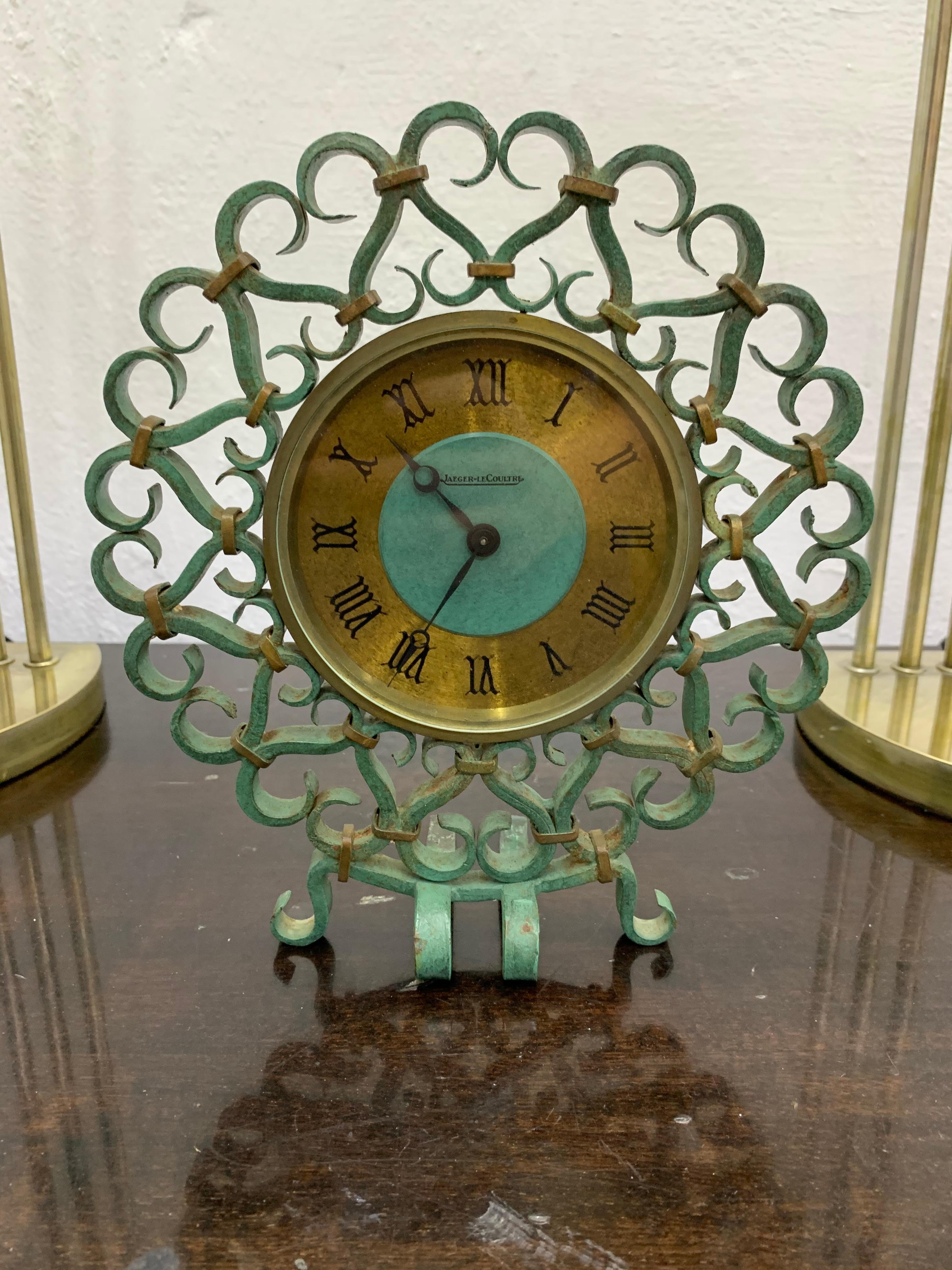 Mid-Century Modern Clock Jaeger LeCoultre and G. Poillerat, France, circa 1950 In Good Condition For Sale In Merida, Yucatan