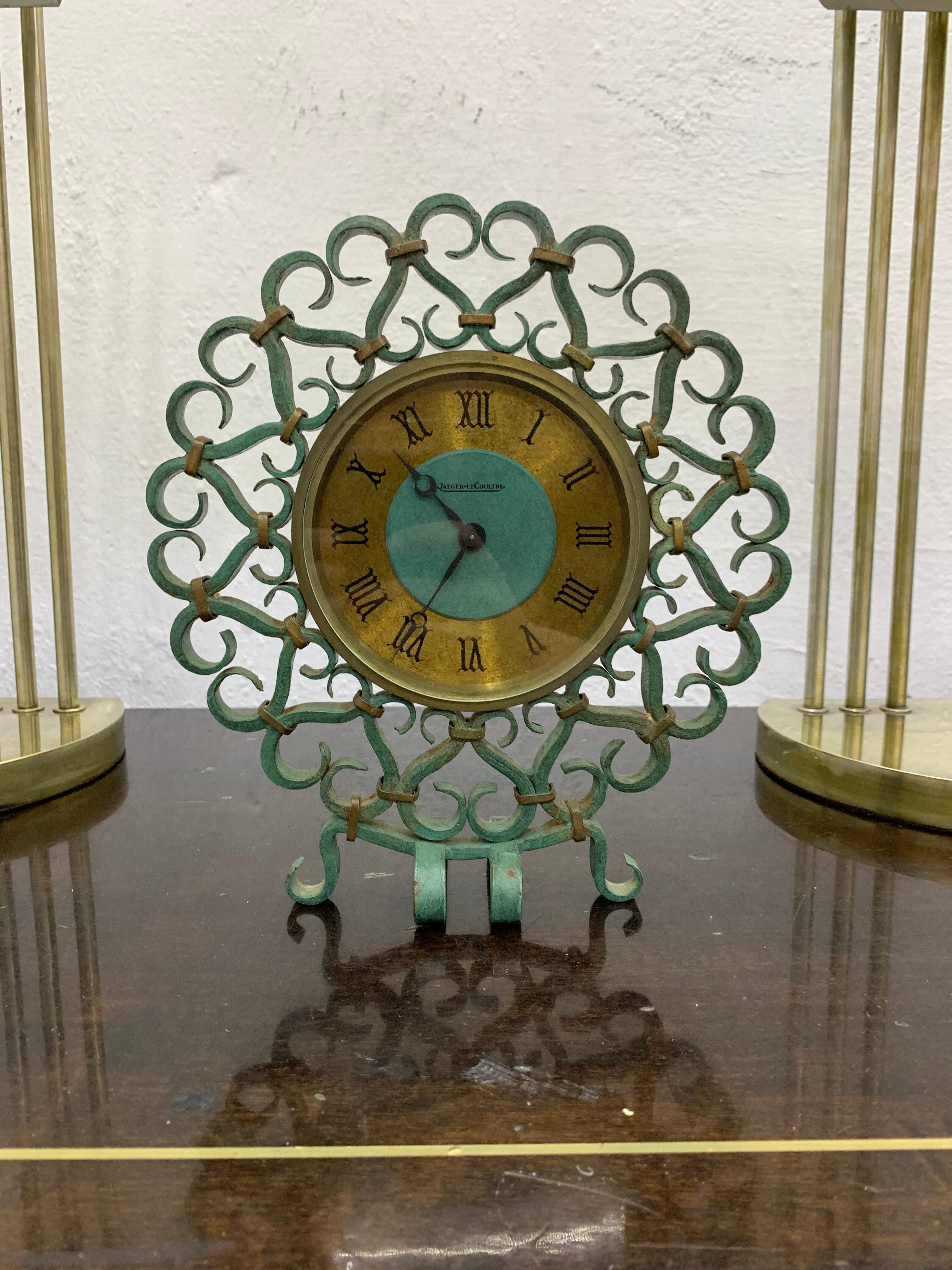 Mid-20th Century Mid-Century Modern Clock Jaeger LeCoultre and G. Poillerat, France, circa 1950