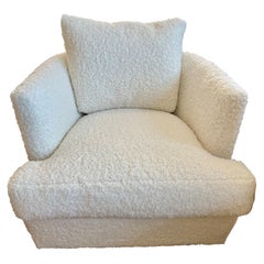 Mid-Century Modern Club Chair Newly Upholstered in Cream Boucle Fabric