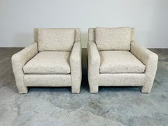 Fauteuils club modernes du milieu du siècle en tweed, style Milo Baughman, années 1960