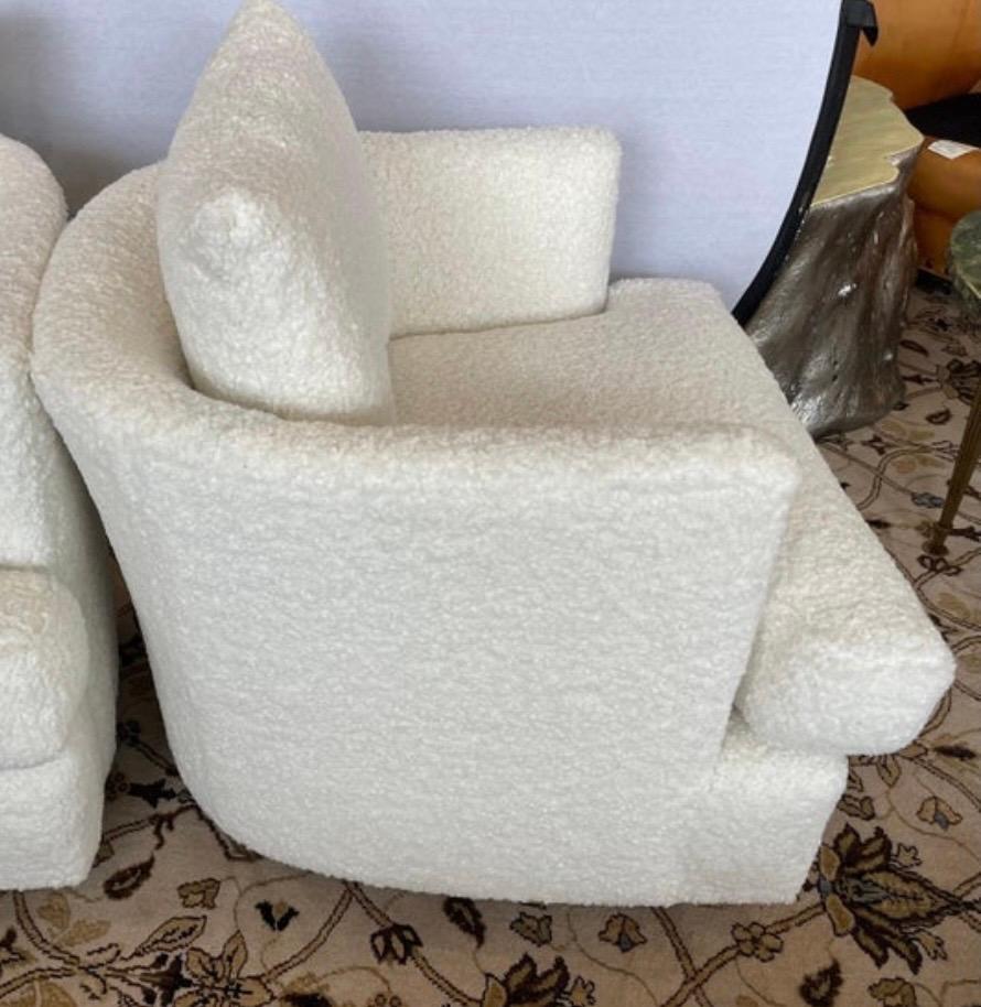 Mid-Century Modern Club Chair Newly Upholstered in Cream Boucle Fabric 1