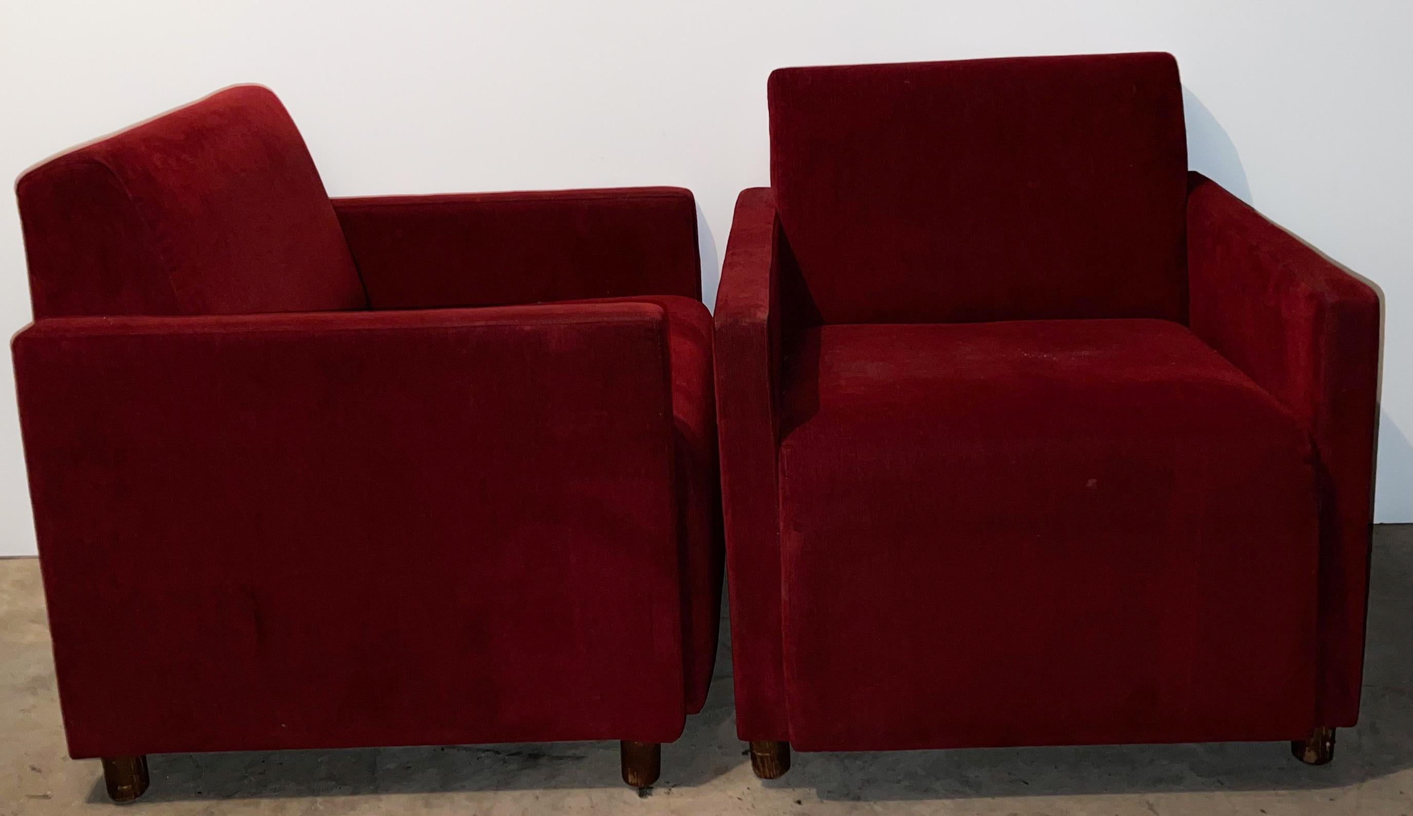 Mid-Century Modern Coalesse Steelcase Deco Inspired Club Chairs Circa 1967, Pair In Good Condition In Kennesaw, GA