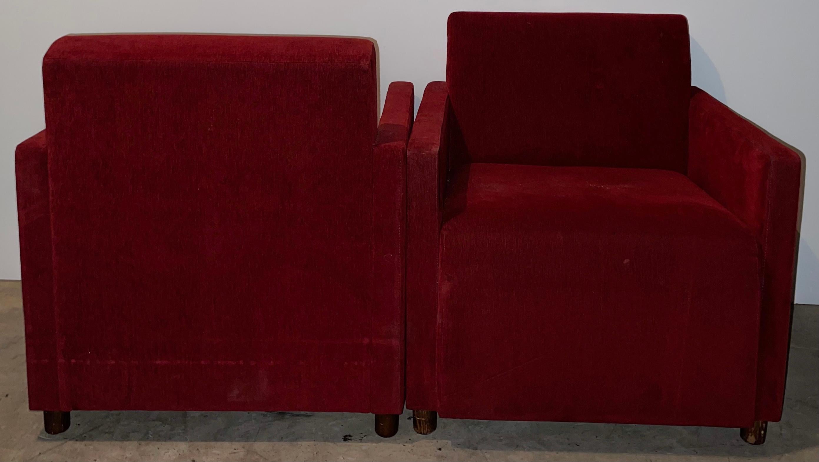 Mid-20th Century Mid-Century Modern Coalesse Steelcase Deco Inspired Club Chairs Circa 1967, Pair