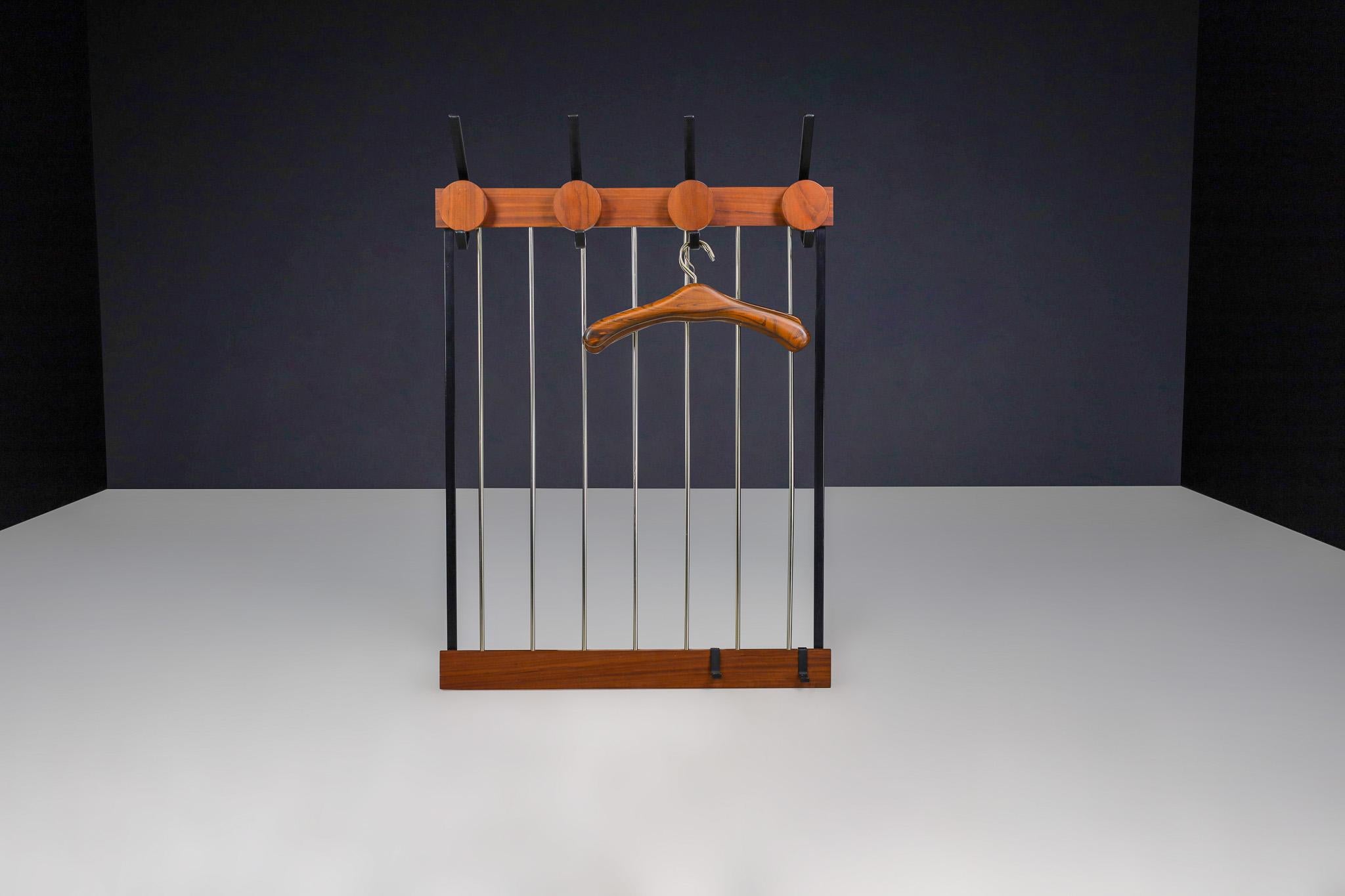 Mid-20th Century Mid-Century Modern Coat Rack in Black Steel and Teak, Germany 1960s For Sale