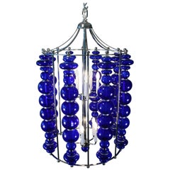 Midcentury /Modern Cobalt Blue Chandelier