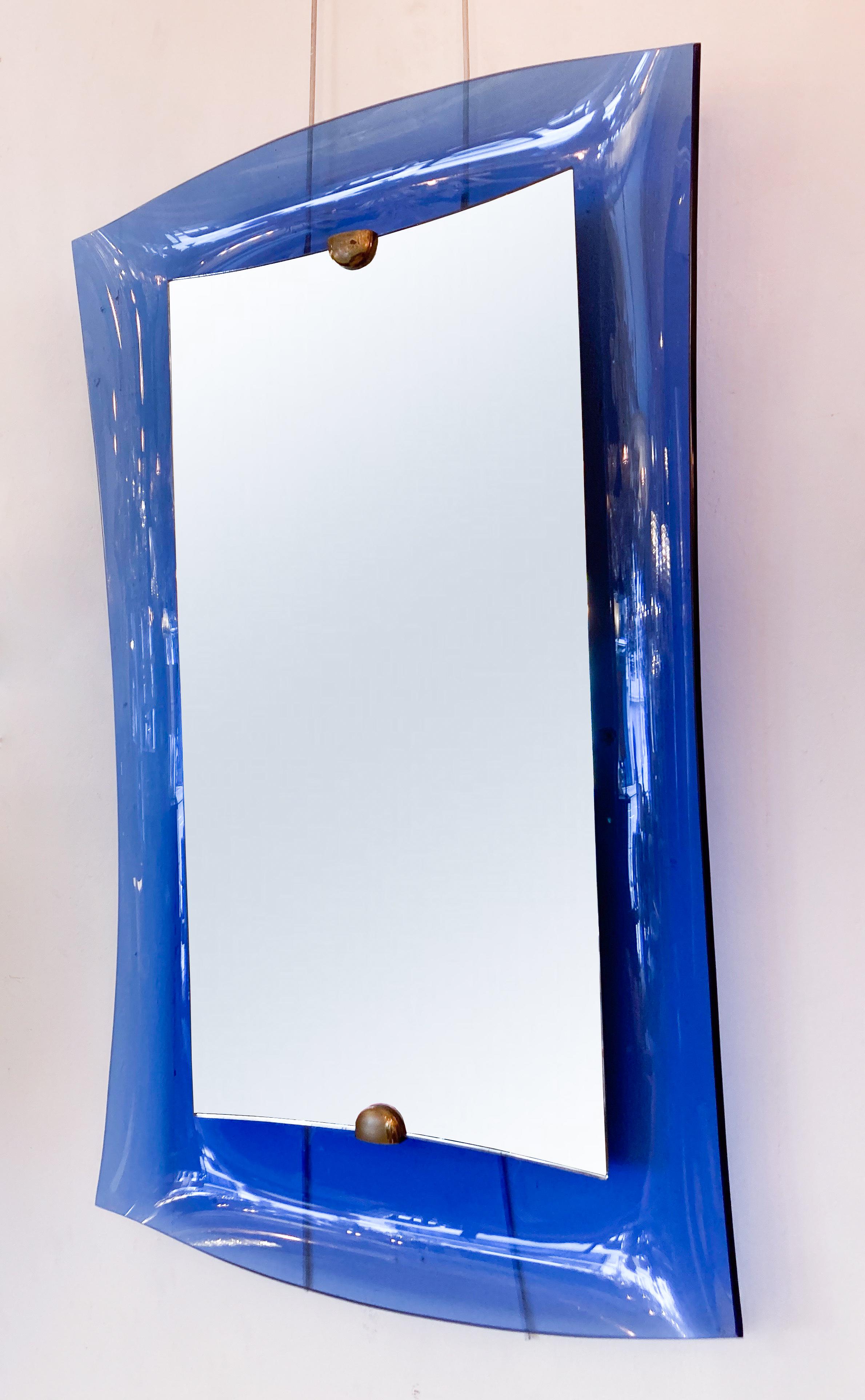Mid-Century Modern Cobalt Blue Glass Mirror, Italy, 1950s In Good Condition For Sale In Brussels, BE