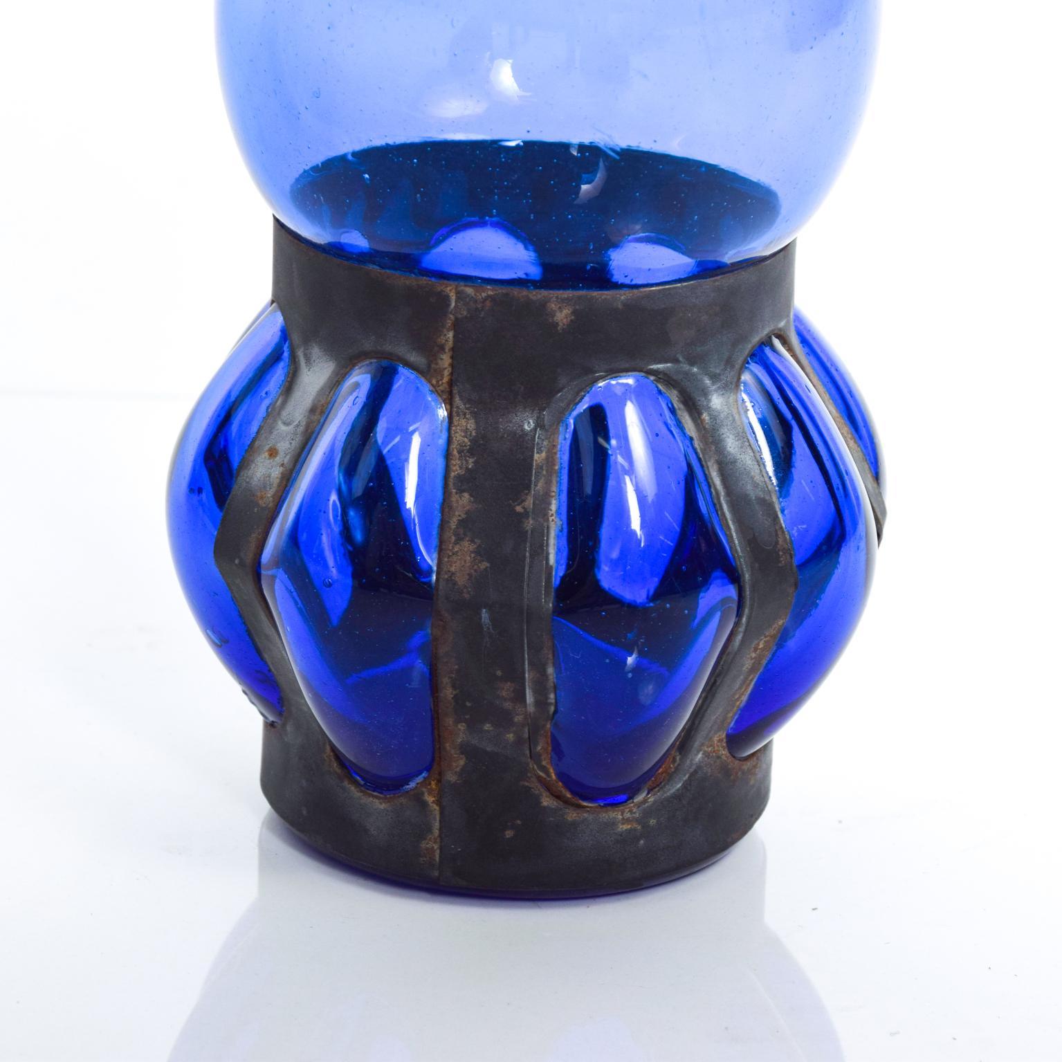 Late 20th Century Mid-Century Modern Cobalt Blue Glass Pitcher, Feders Delfinger Mexican Modernist