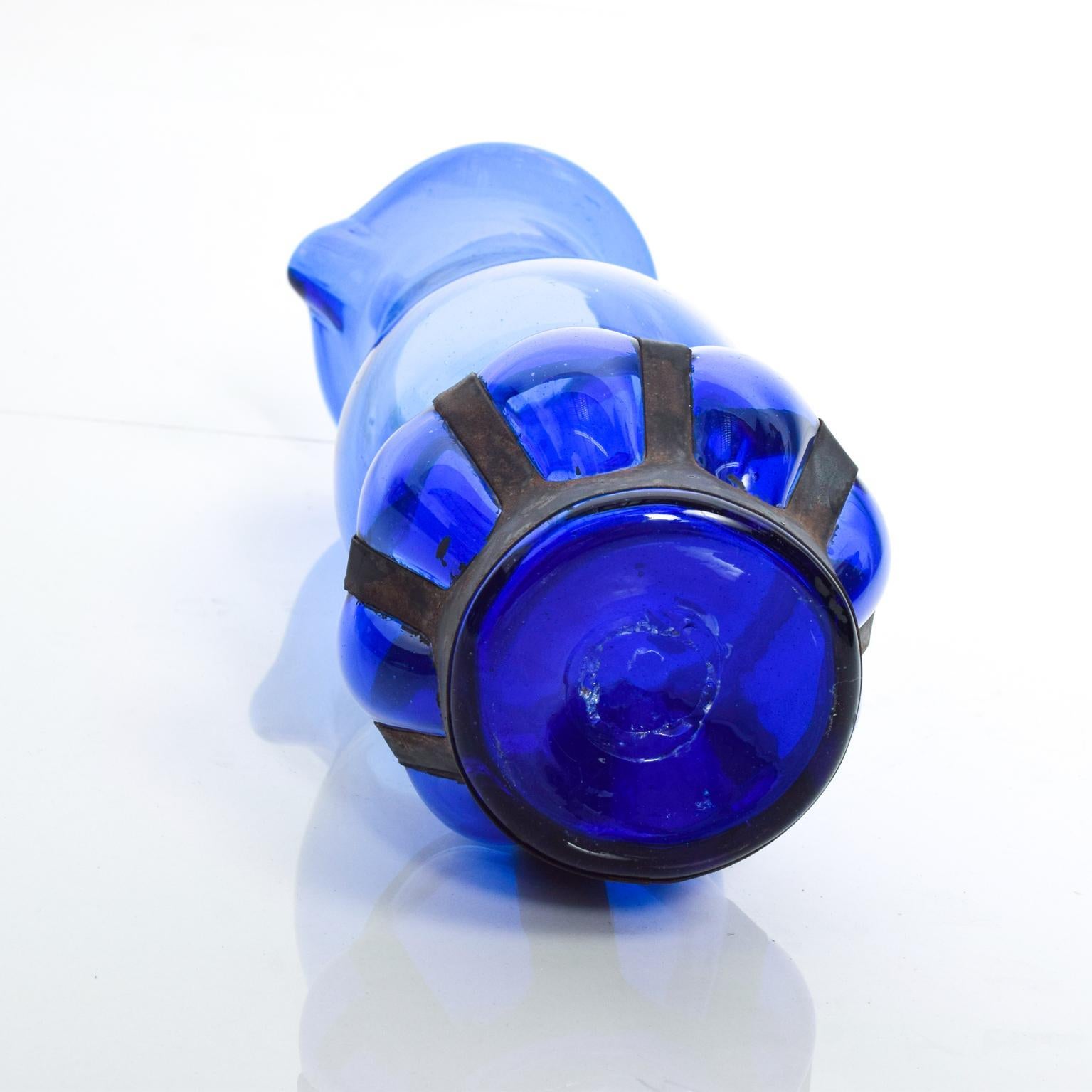 Mid-Century Modern Cobalt Blue Glass Pitcher, Feders Delfinger Mexican Modernist 1