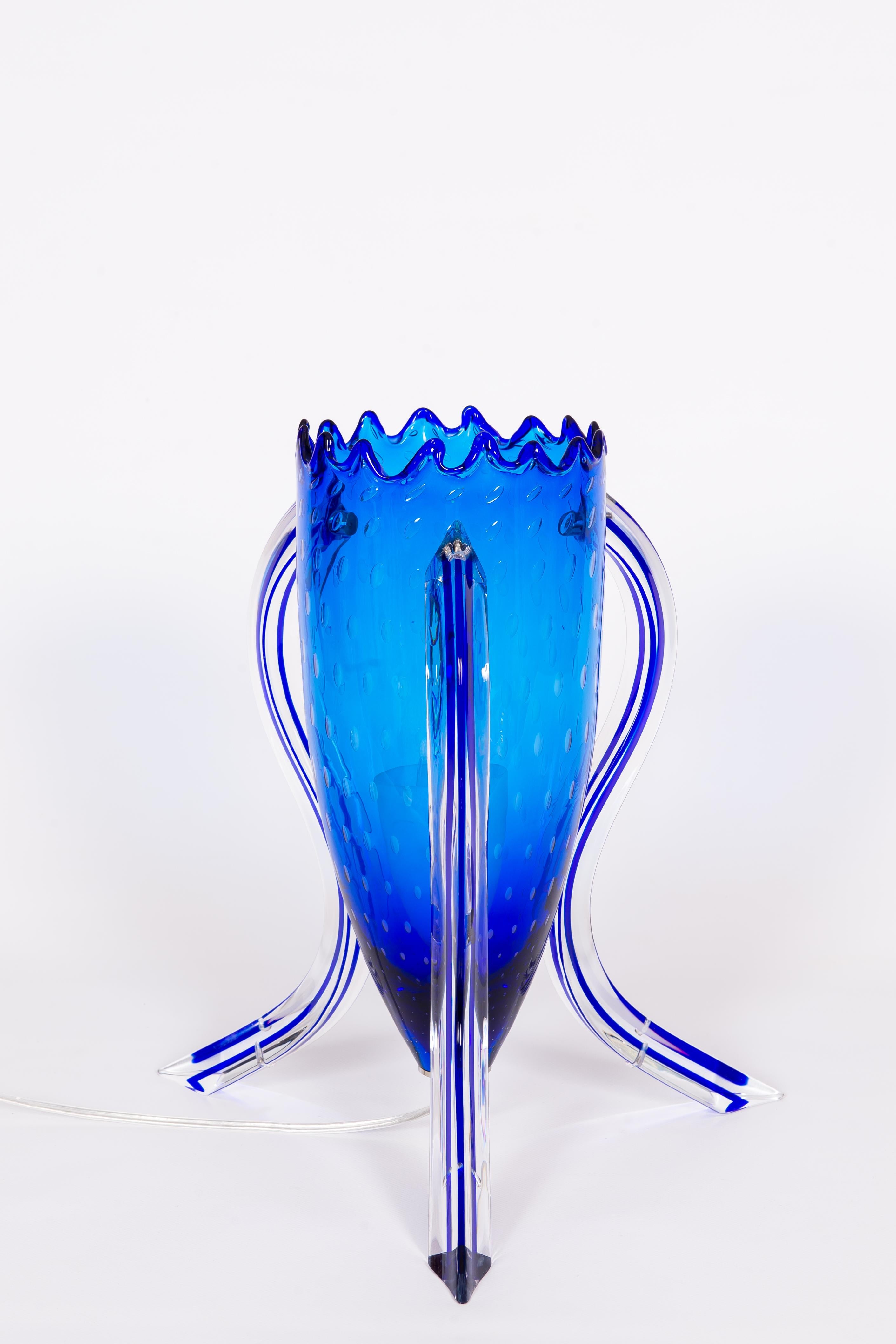 Mid-Century Modern Cobalt Blue Murano Glass Table Lamps, 1980s For Sale 4