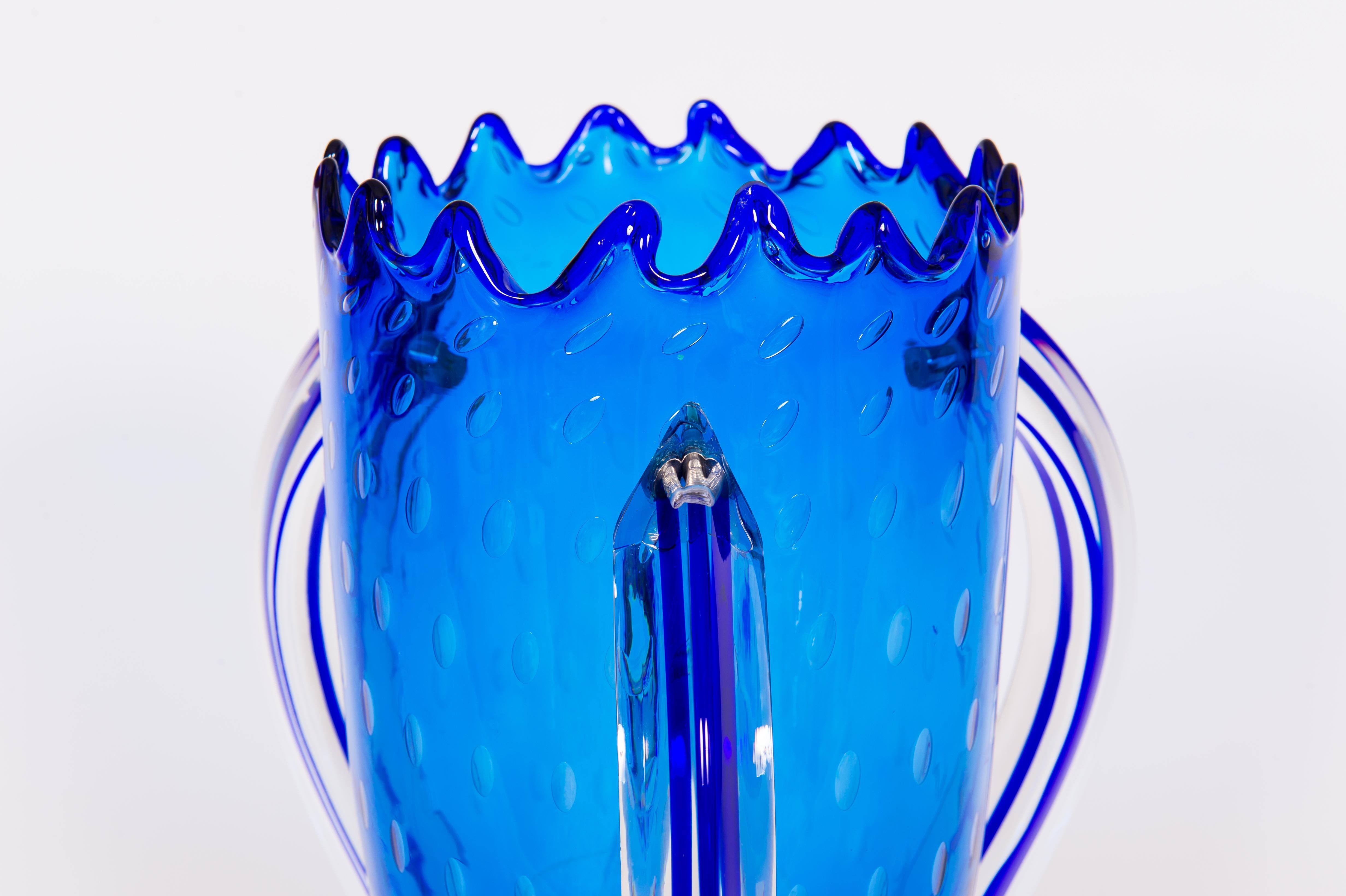 Mid-Century Modern Cobalt Blue Murano Glass Table Lamps, 1980s For Sale 5