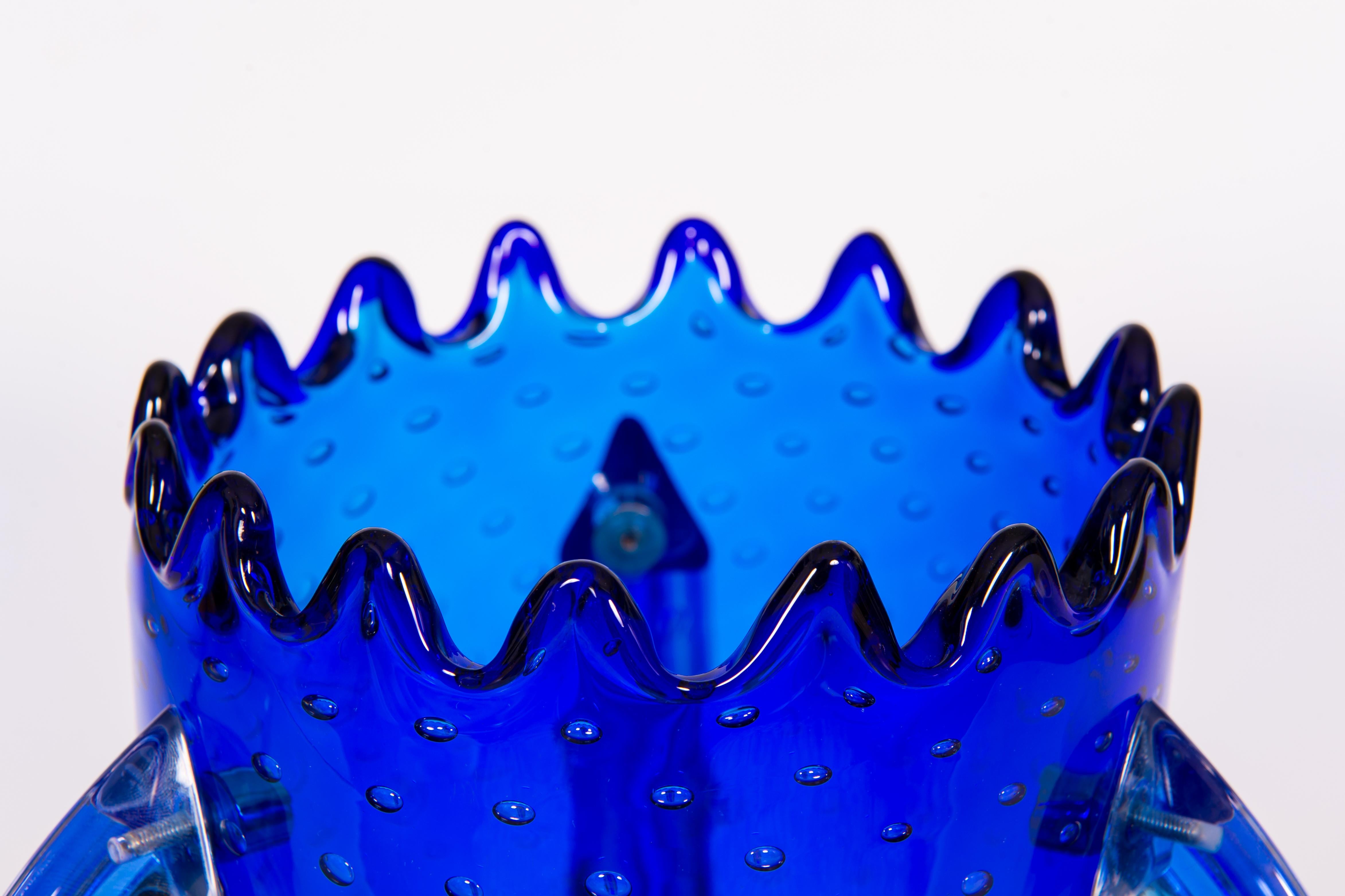 Mid-Century Modern Cobalt Blue Murano Glass Table Lamps, 1980s For Sale 14