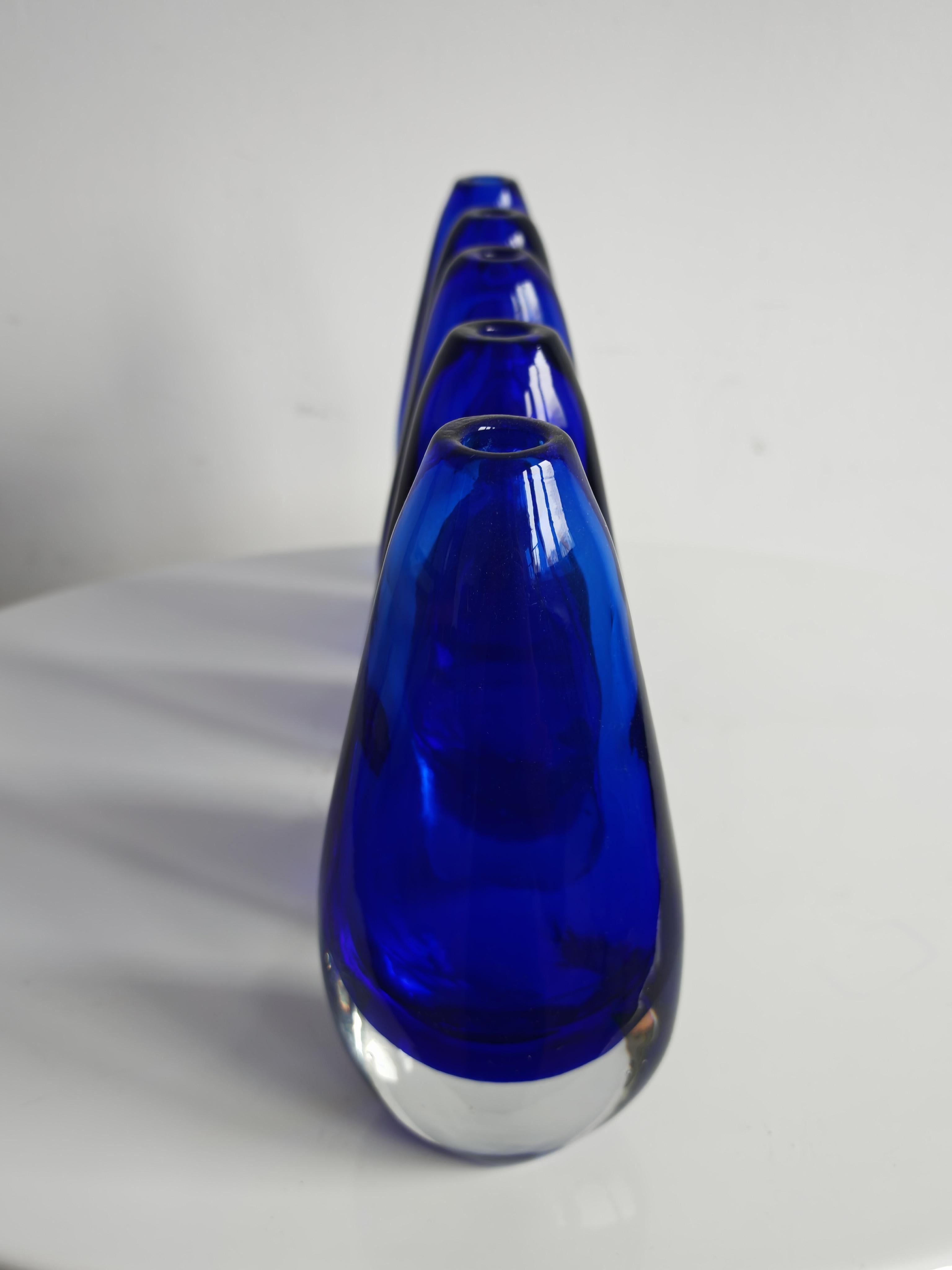 Mid Century Modern Cobalt Blue Murano glass vase by Sommerso, Italy ...
