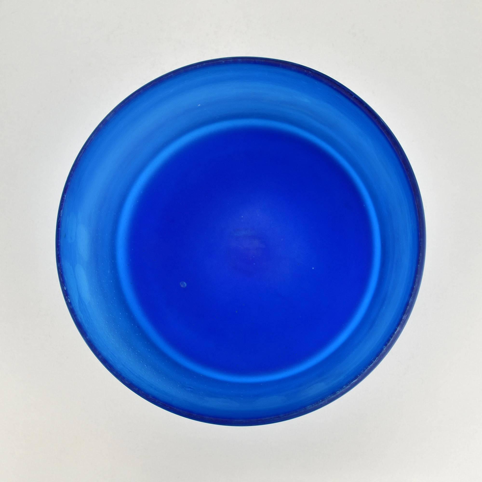 Mid-20th Century Mid-Century Modern Cobalt Blue Scavo Glass Bowl by Cenedese Murano Italy For Sale