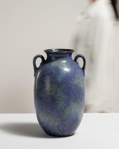 Vase en grès bleu cobalt de style « Mid-Century Modern », design allemand