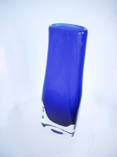 Mid-Century Modern Cobalt Glass Scandinavian Glass Vase Nuutajarvi Early 1970s
