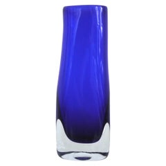 Mid-Century Modern Cobalt Glass Scandinavian Glass Vase Nuutajarvi Early 1970s