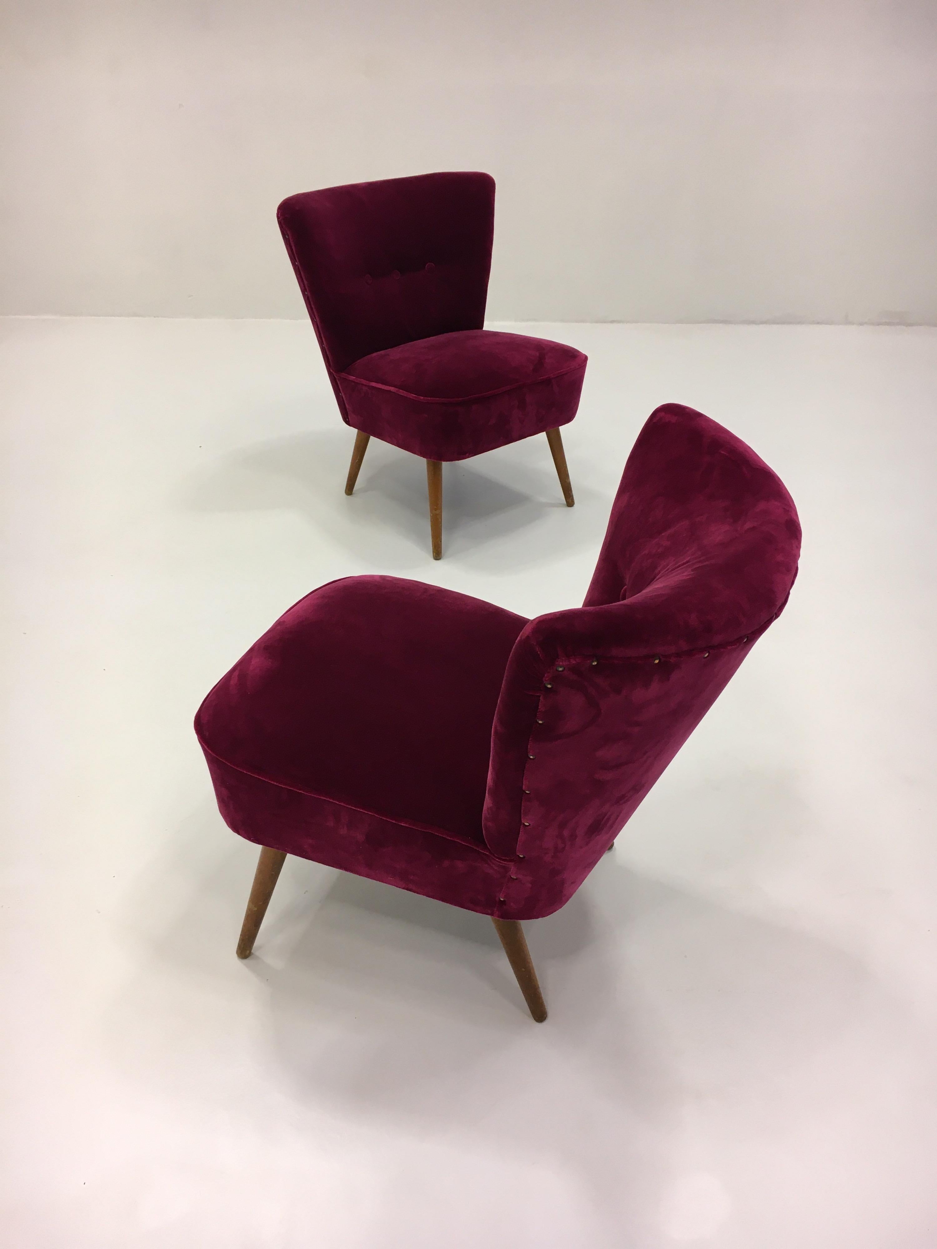 French Mid-Century Modern Cocktail Chairs, France, 1950s For Sale