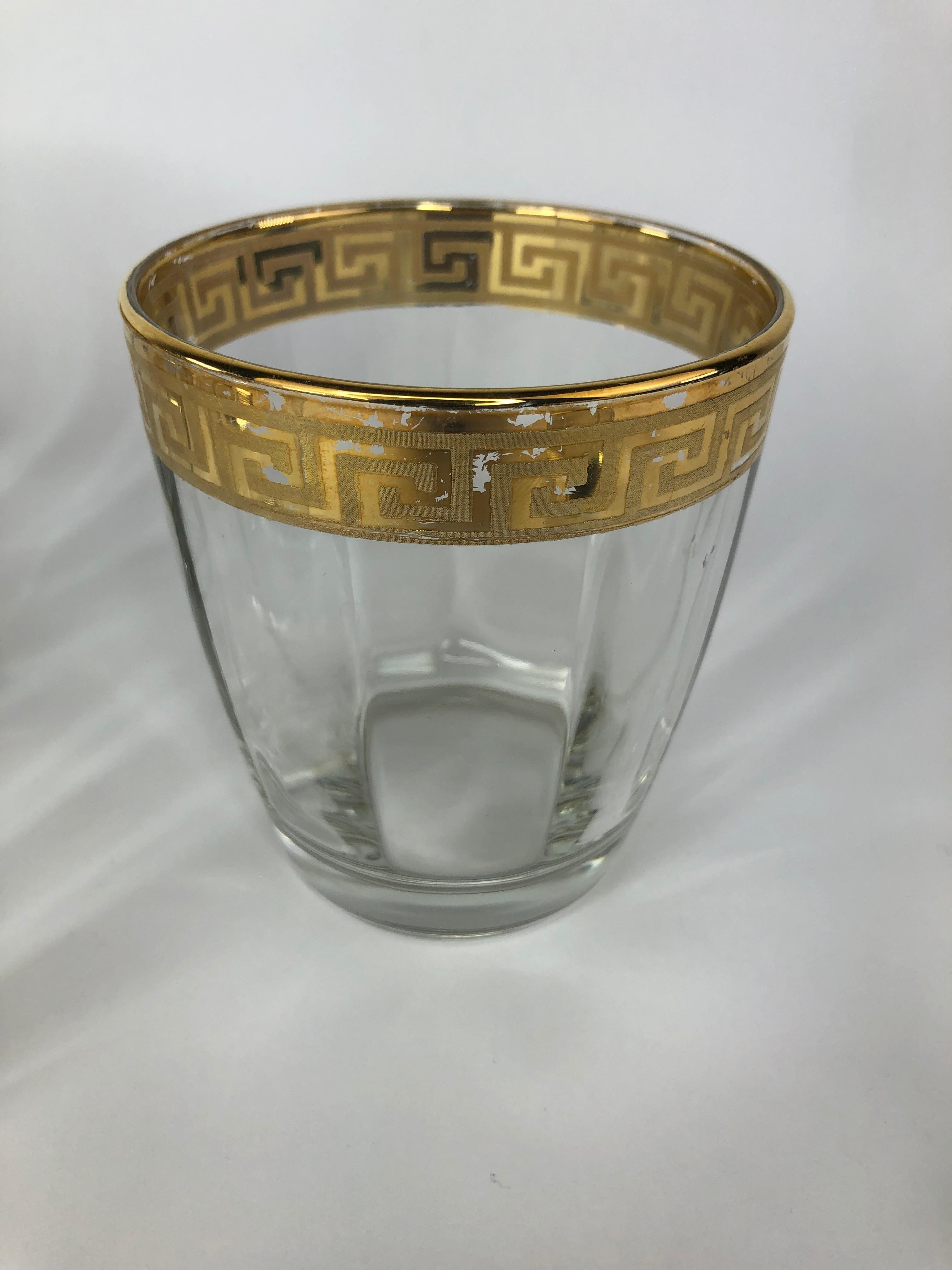 Hand-Crafted Mid-Century Modern Cocktail Glasses with Gold Overlay, Set of Six