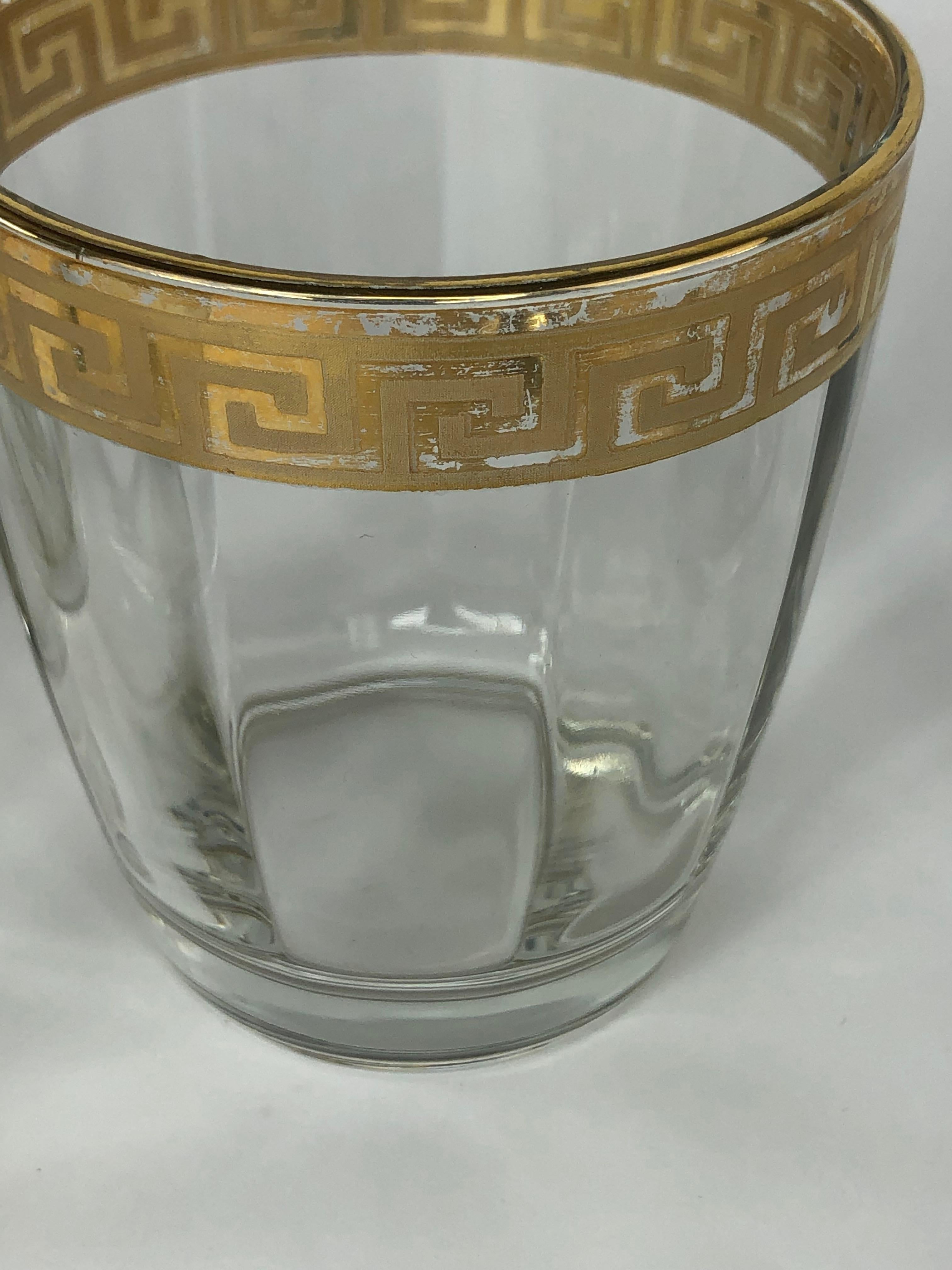 Mid-Century Modern Cocktail Glasses with Gold Overlay, Set of Six In Good Condition In Haddonfield, NJ