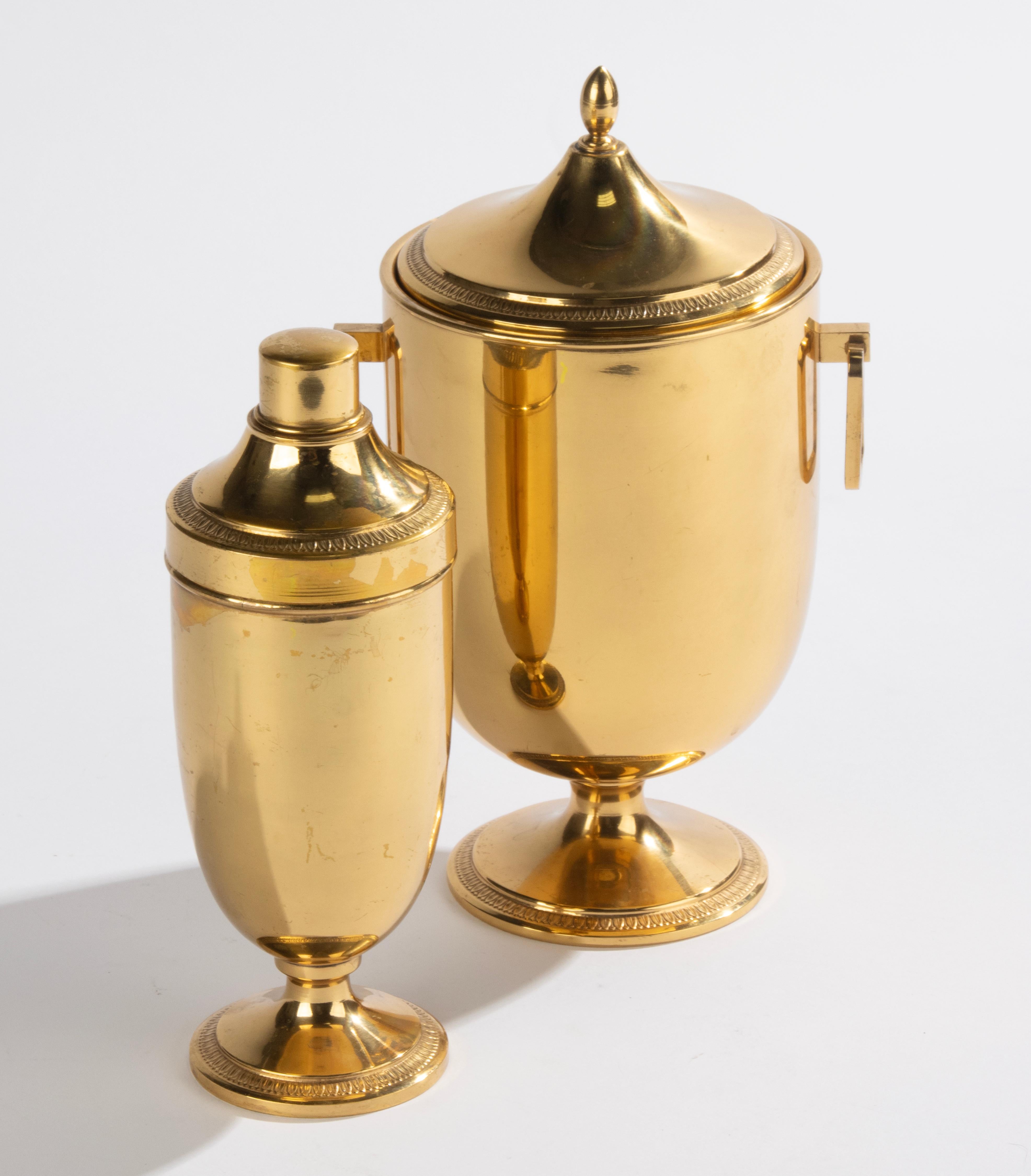 Coctelera y cubitera modernas de mediados de siglo - Aldo Tura para Macabo Regencia de Hollywood en venta