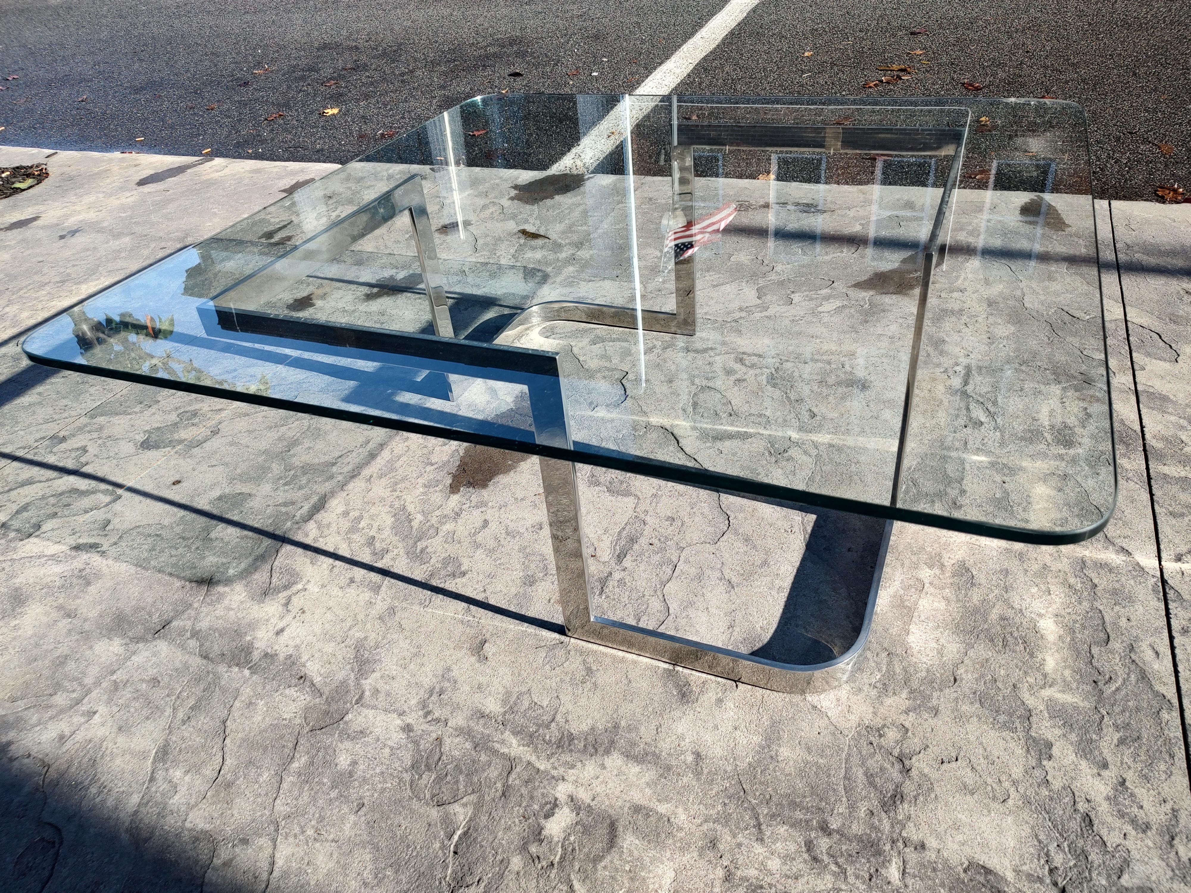 Mid-Century Modern Cocktail Table by Vladimir Kagan # 6703 Glass & Chrome Base For Sale 3