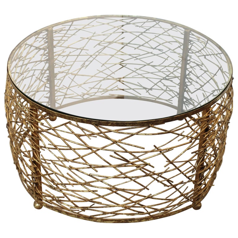 MidCentury Modern Cocktail Table with Metal Nest Base and Glass Top at — free download