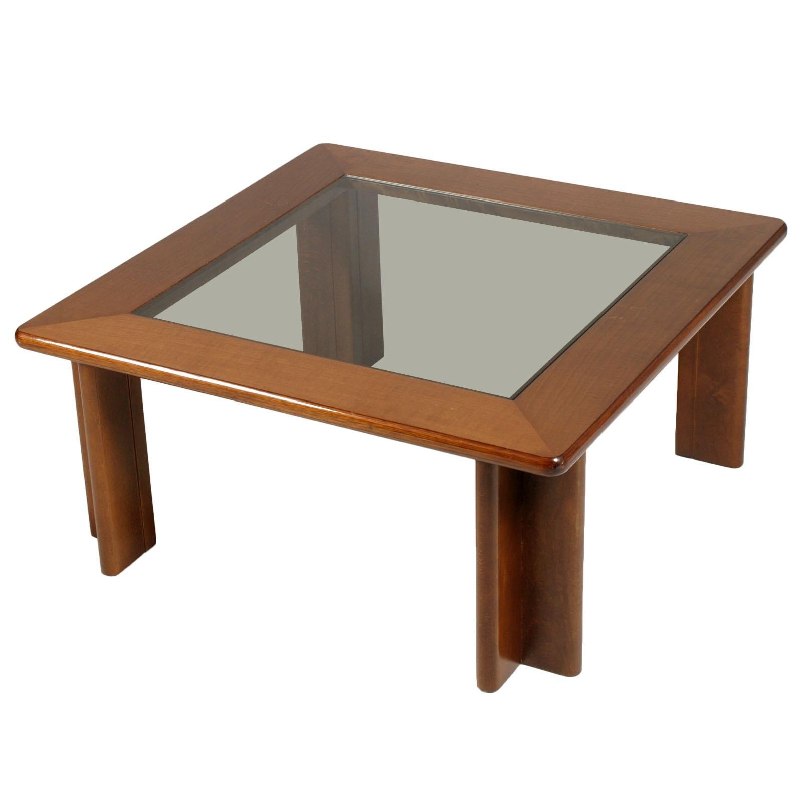 Italian Mid-Century Modern Coffee Centre Table Tobia Scarpa attributed Polished Walnut For Sale