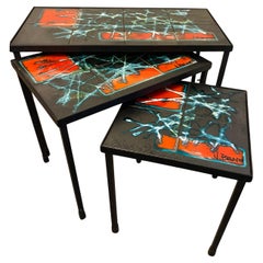 Mid-Century Modern coffee nesting tables tiles Belarti (3 pcs)