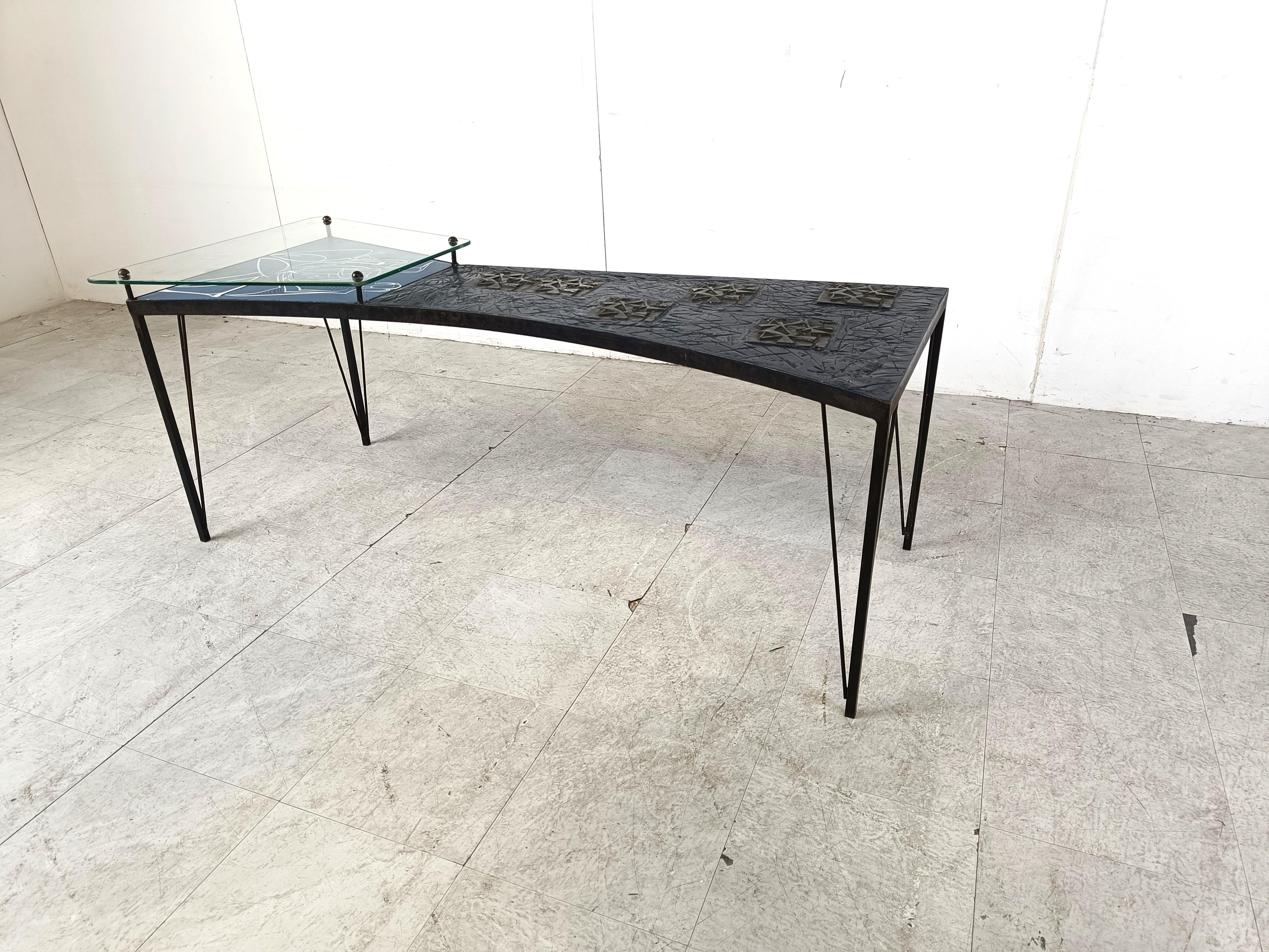 Metal Mid century modern coffee table, 1950s For Sale