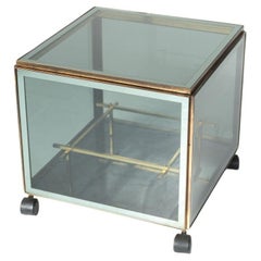 Mid-Century Modern Coffee Table/ Bar, Metal and Glass, 1970s