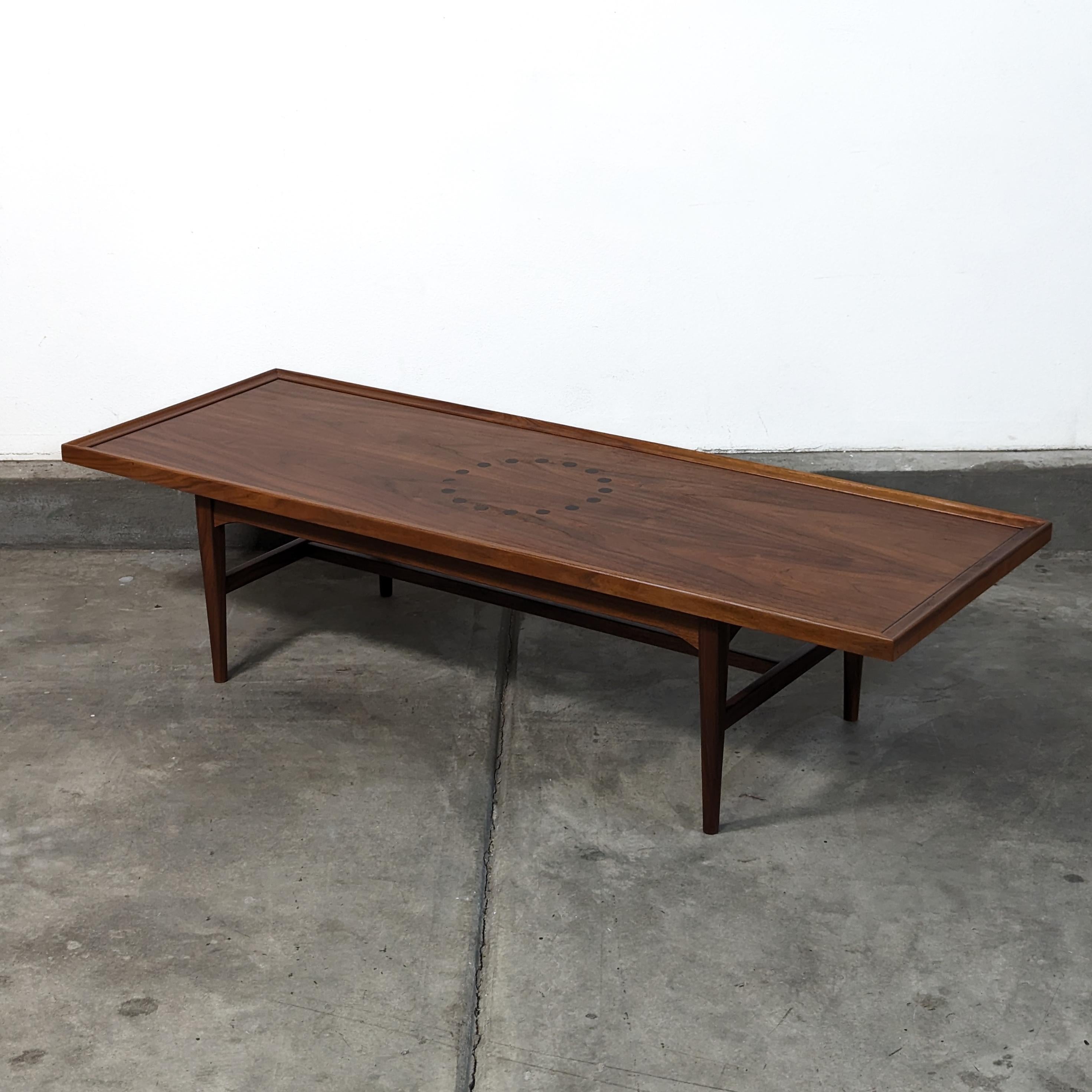Walnut Mid Century Modern Coffee Table By Drexel, Declaration Line, c1960s For Sale