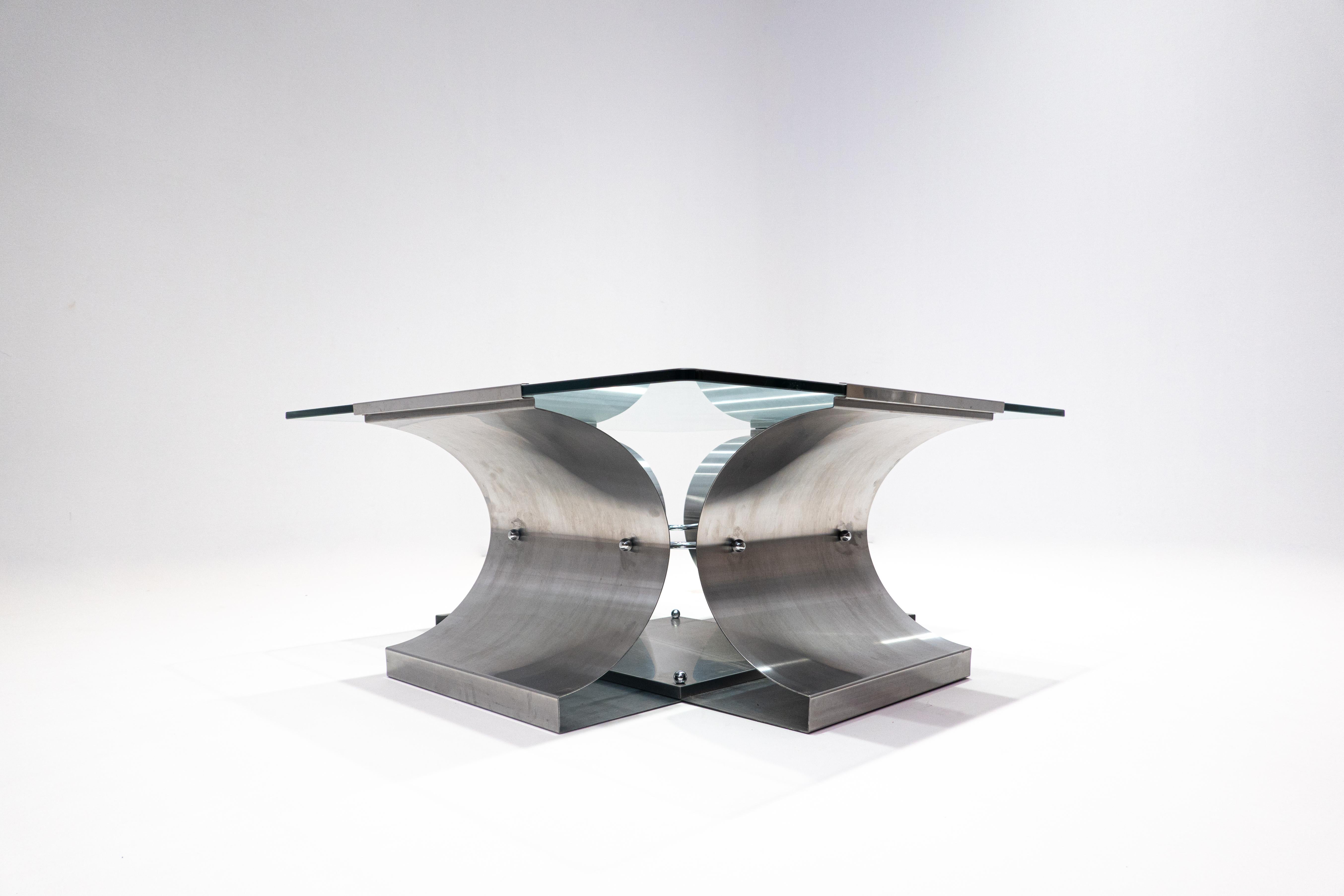 Mid-Century Modern Coffee Table by Francois Monnet for Kappa, 1970s In Good Condition In Brussels, BE