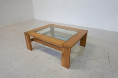 Mid-Century Modern Coffee Table by Guiseppe Rivadossi, Wood and Glass, Italy
