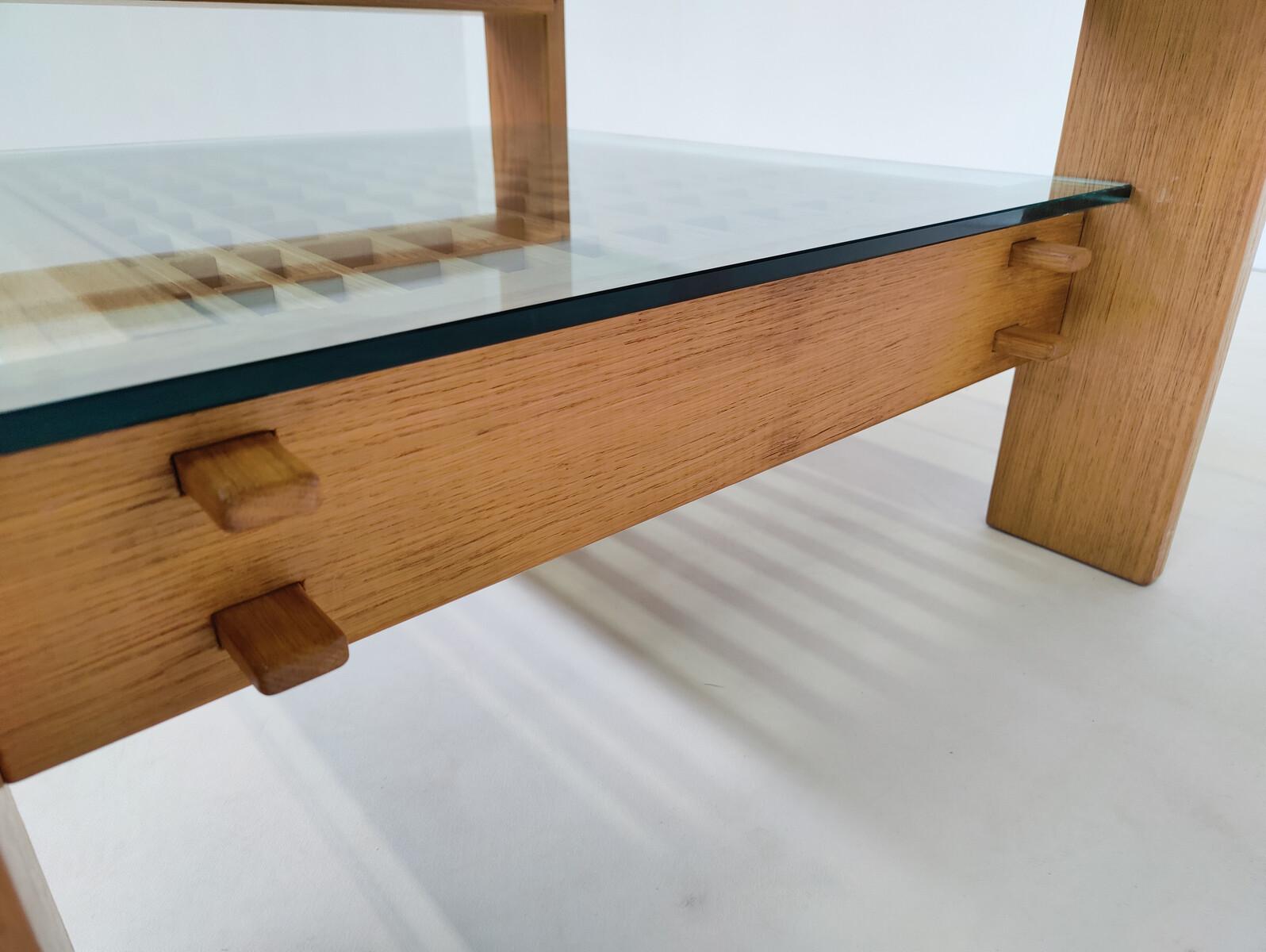Verre Table basse moderne du milieu du siècle dernier de Guiseppe Rivadossi, bois et verre, Italie en vente