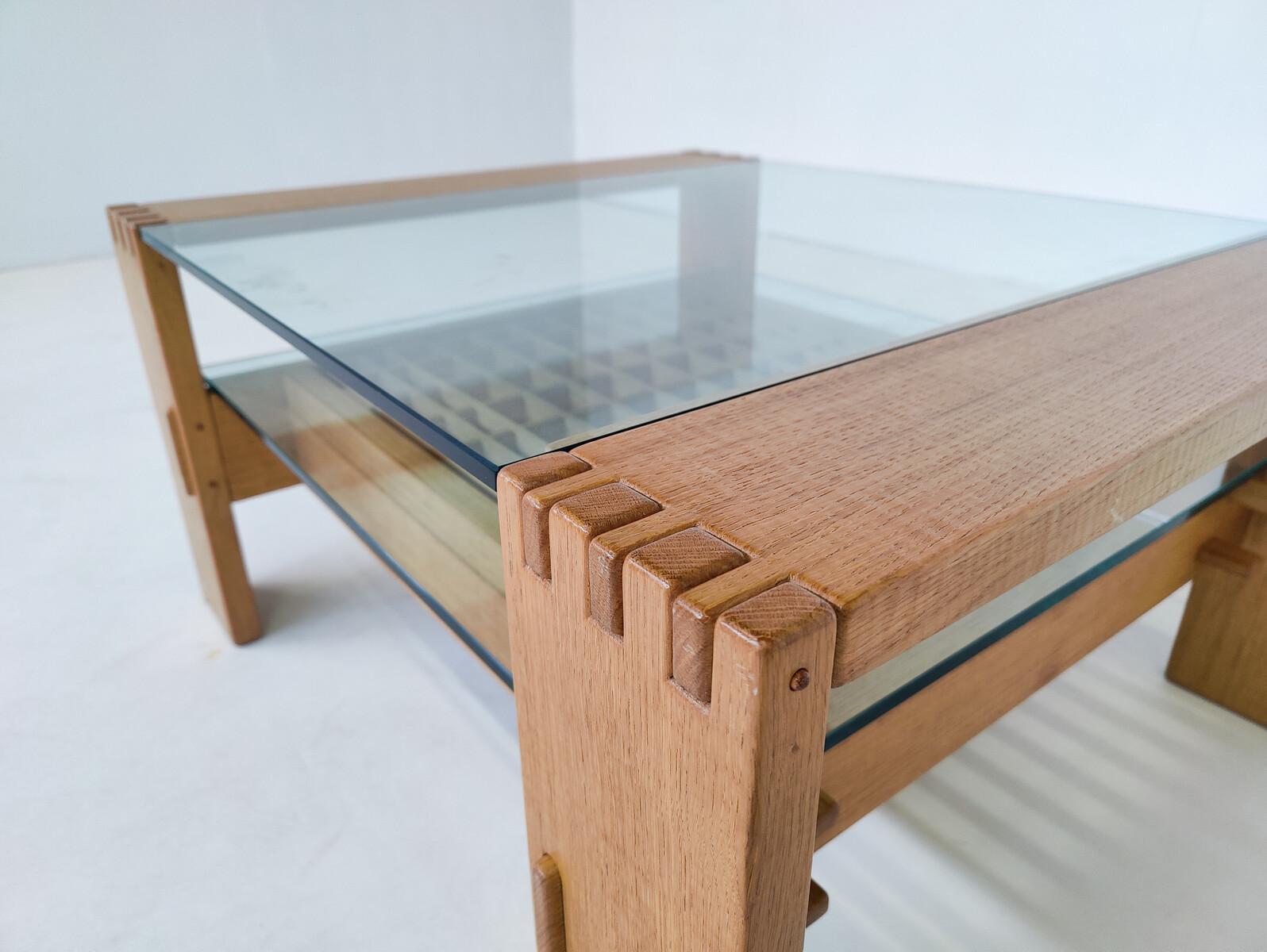Table basse moderne du milieu du siècle dernier de Guiseppe Rivadossi, bois et verre, Italie en vente 1