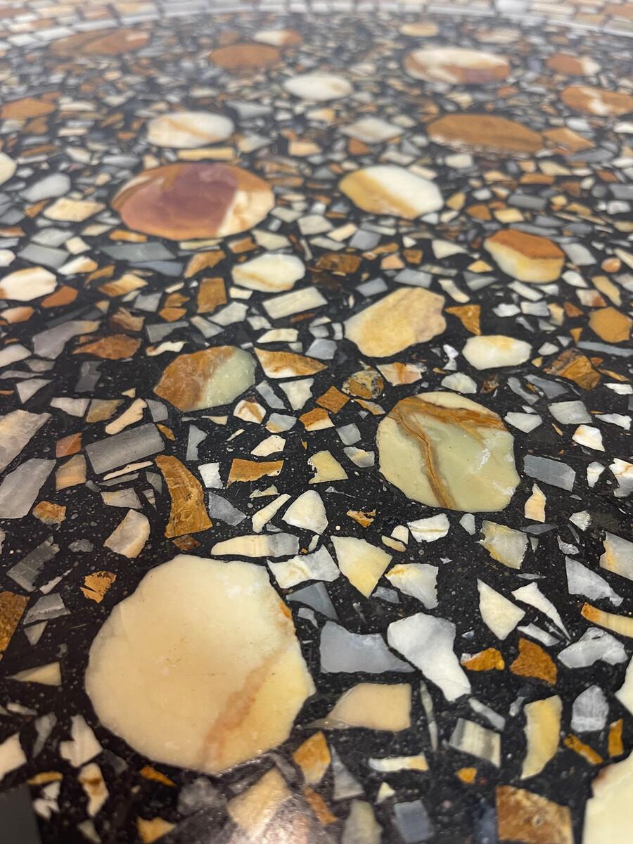 German Mid-Century Modern Coffee Table by Heinz Lilienthal, Marble Stone Mosaic Top