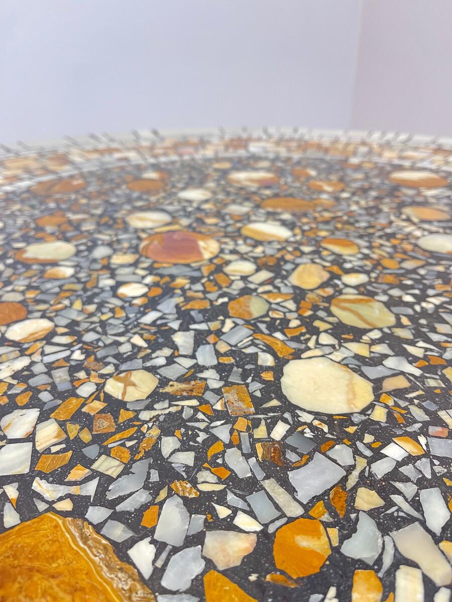 Late 20th Century Mid-Century Modern Coffee Table by Heinz Lilienthal, Marble Stone Mosaic Top