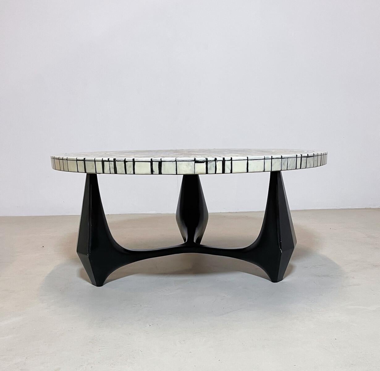 Mid-Century Modern Coffee Table by Heinz Lilienthal, Marble Stone Mosaic Top 4
